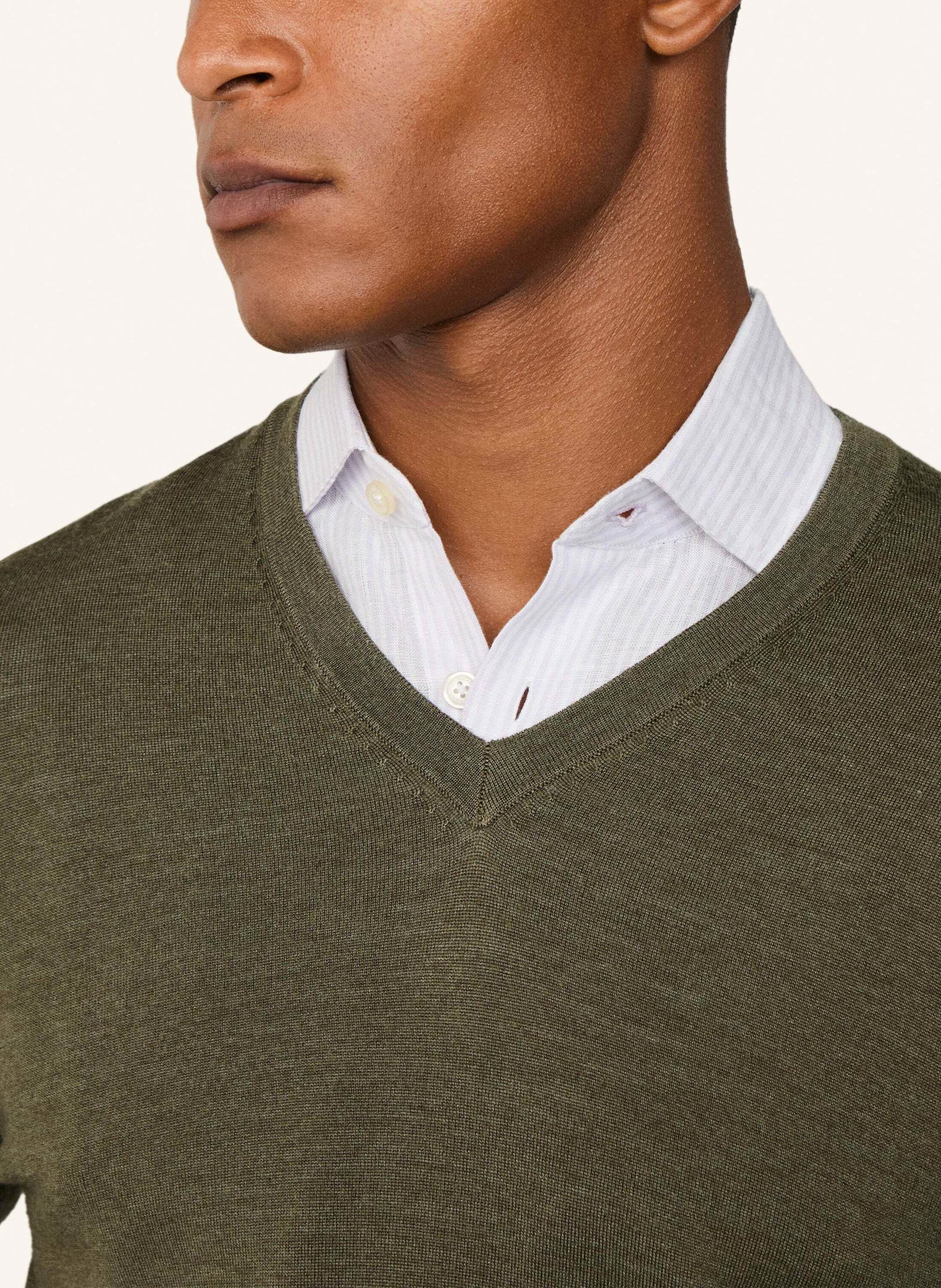 Thumbnail - Hackett London Pullover Gmd Merino Silk Vneck gruen