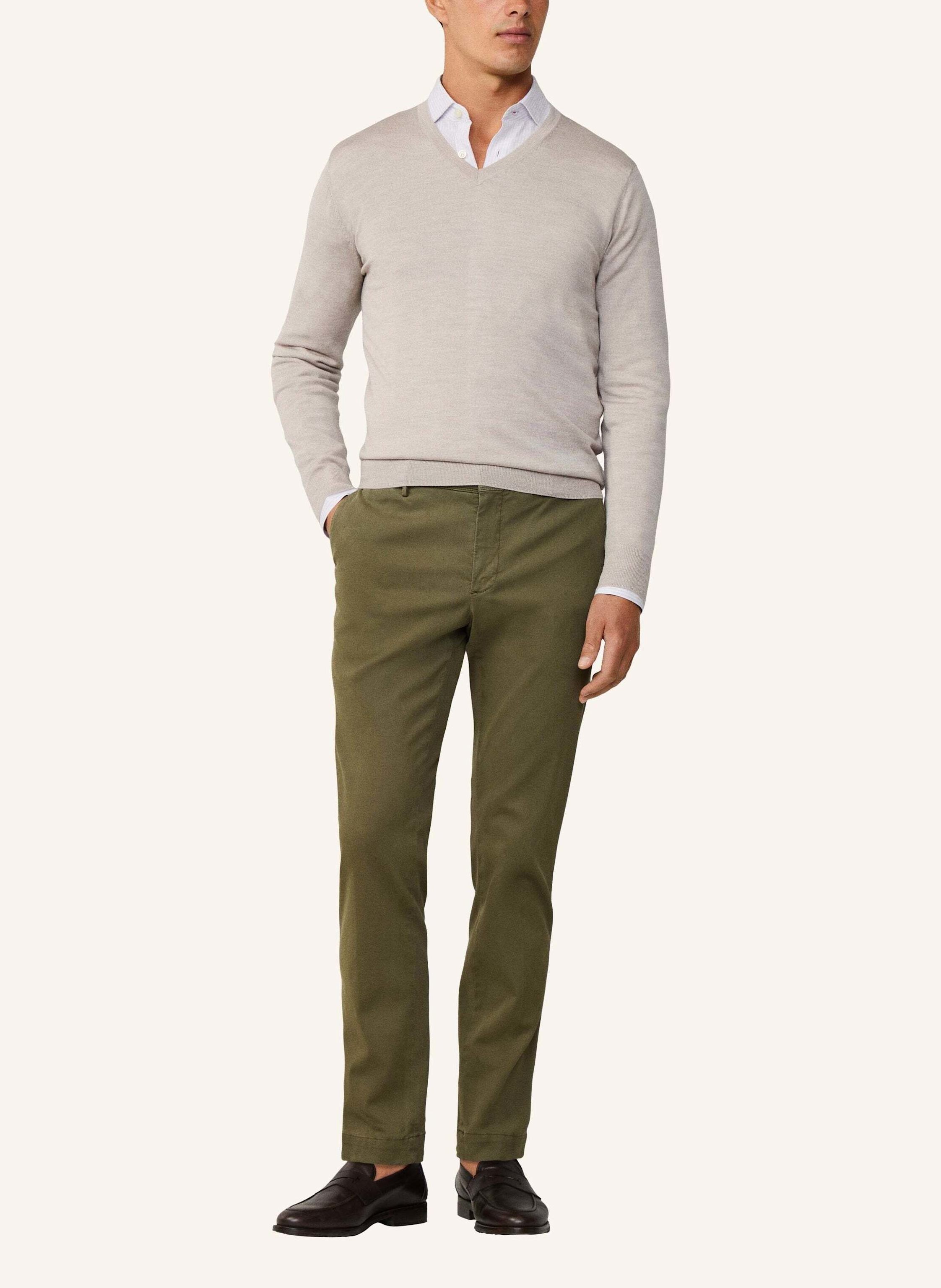 Thumbnail - Hackett London Pullover Gmd Merino Silk Vneck beige