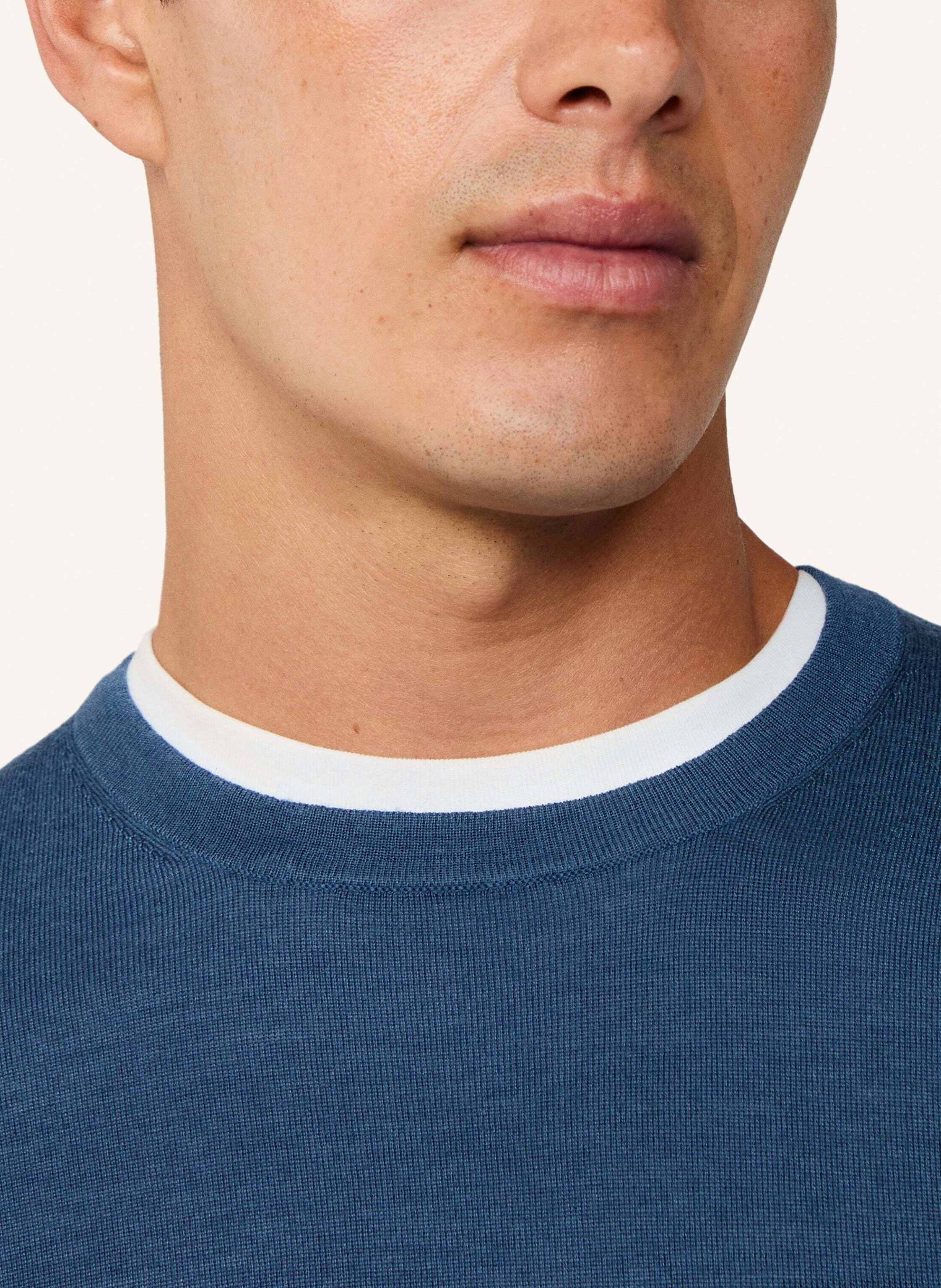 Thumbnail - Hackett London Pullover Gmd Merino Silk Crew blau