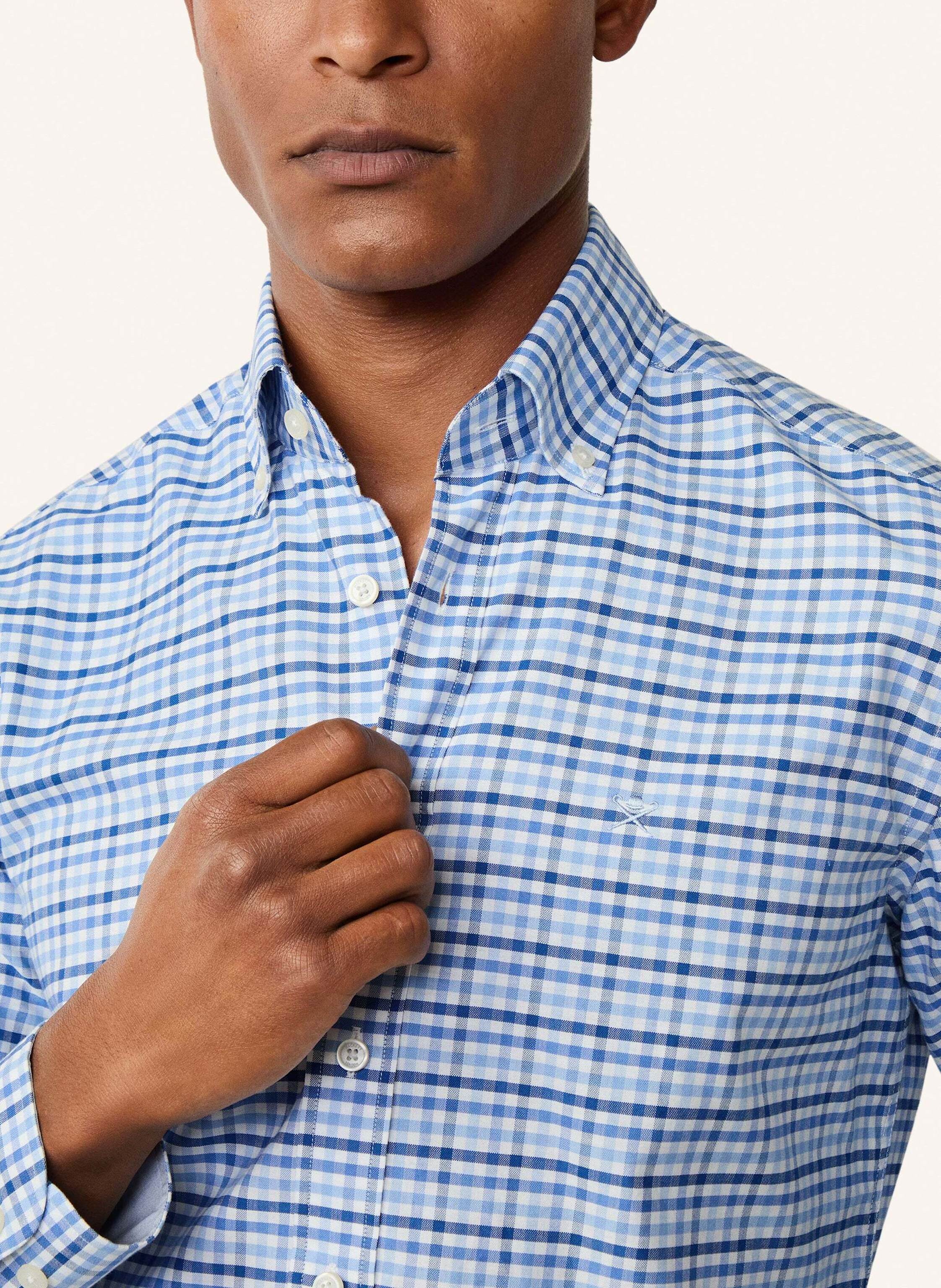 Thumbnail - Hackett London Freizeithemd Three Color Gingham blau