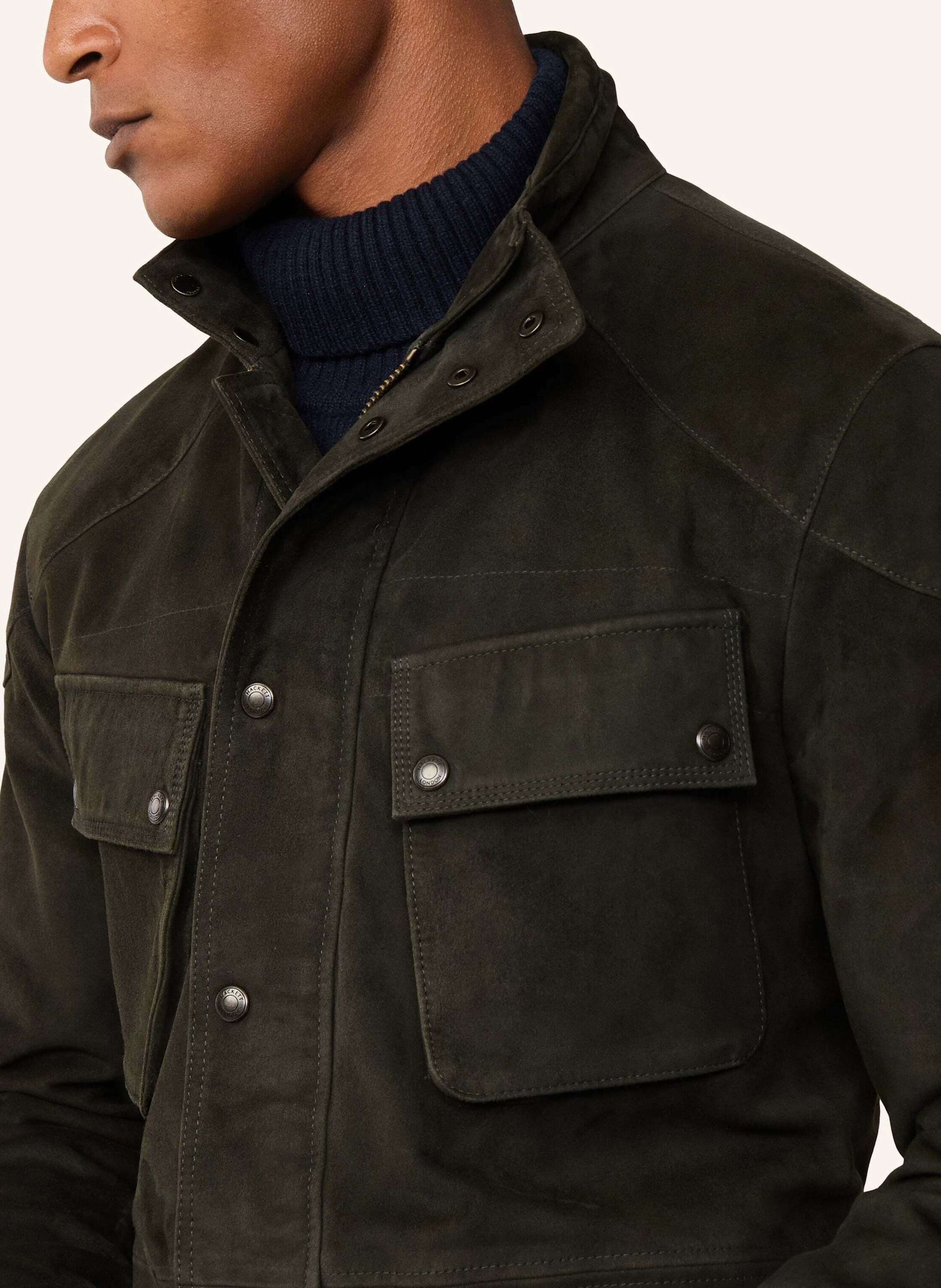 Thumbnail - Hackett London Regenjacke Suede 4 Pkt Velo gruen