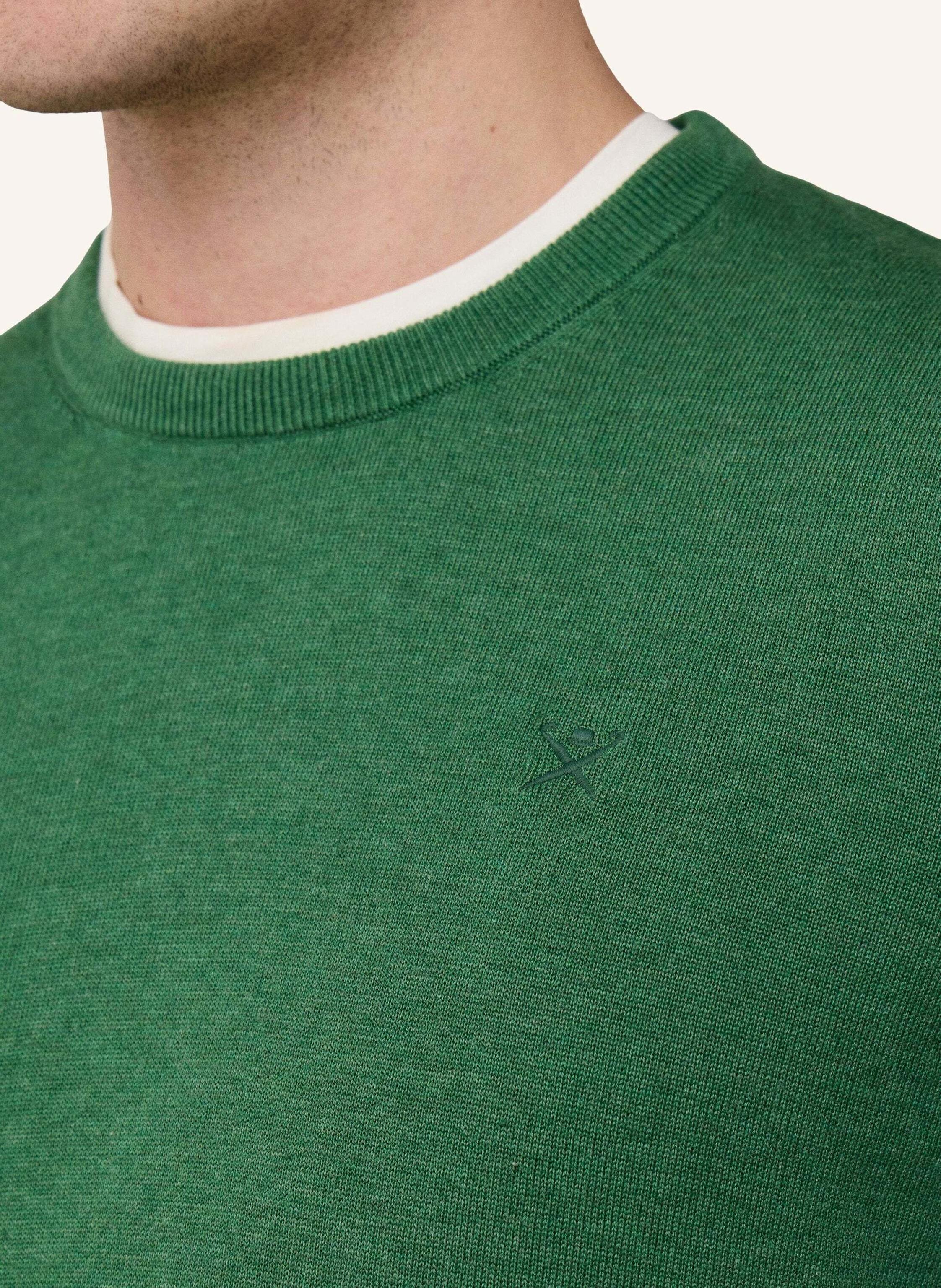 Thumbnail - Hackett London Pullover Cotton Silk Crew gruen