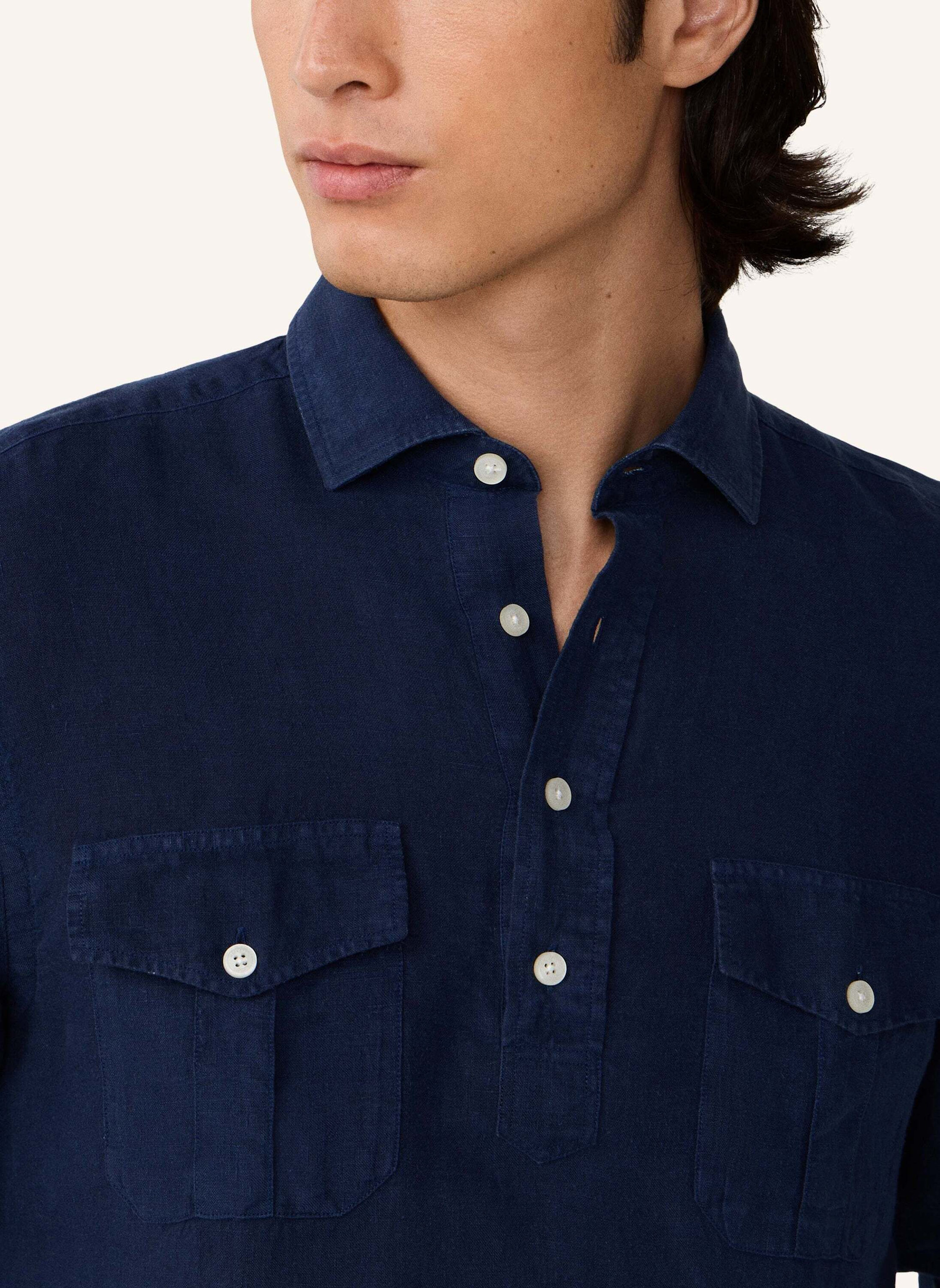 Thumbnail - Hackett London Freizeithemd Heritage Linen Hf Plk blau