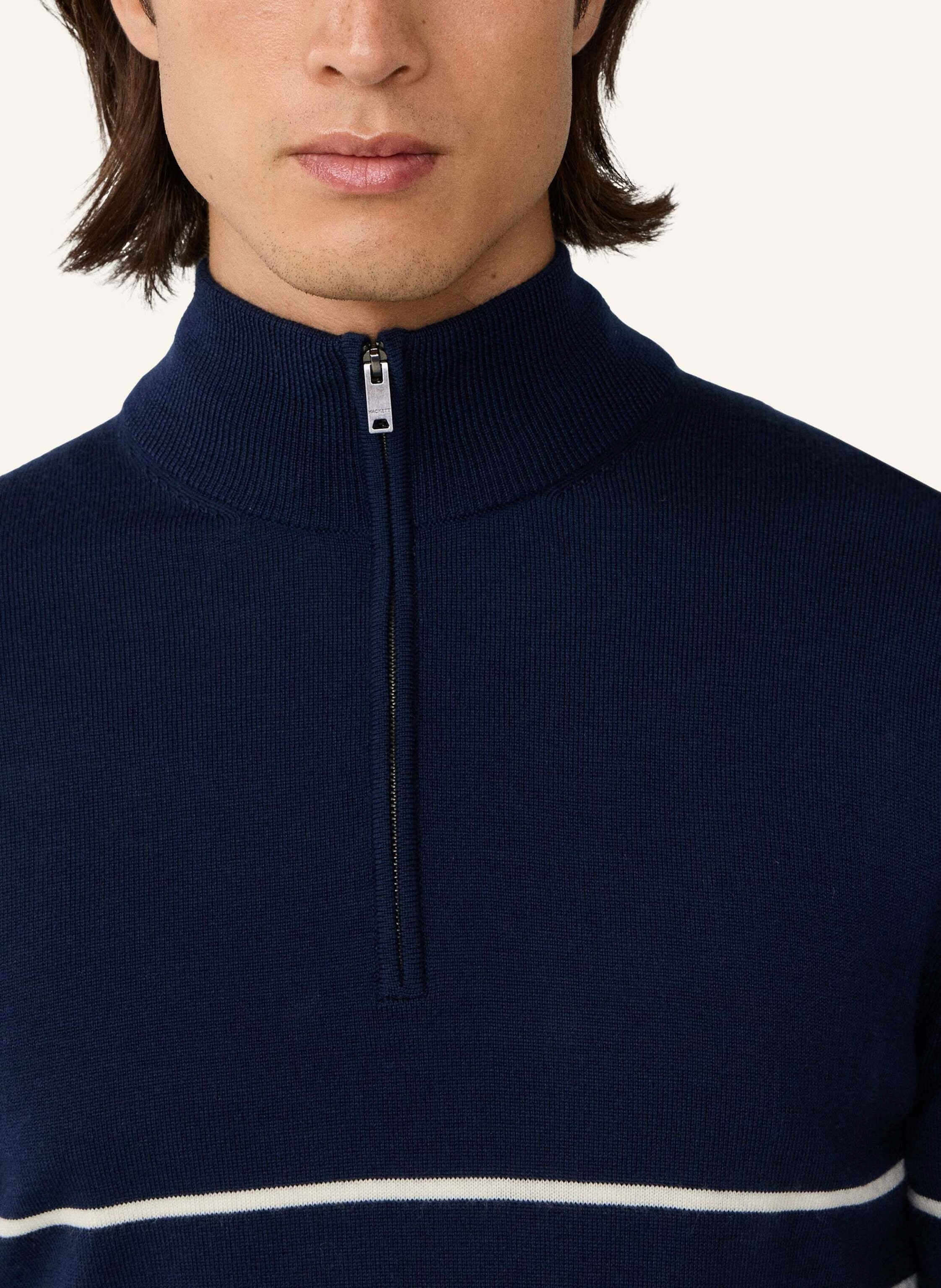 Thumbnail - Hackett London Pullover Stripe Half Zip blau