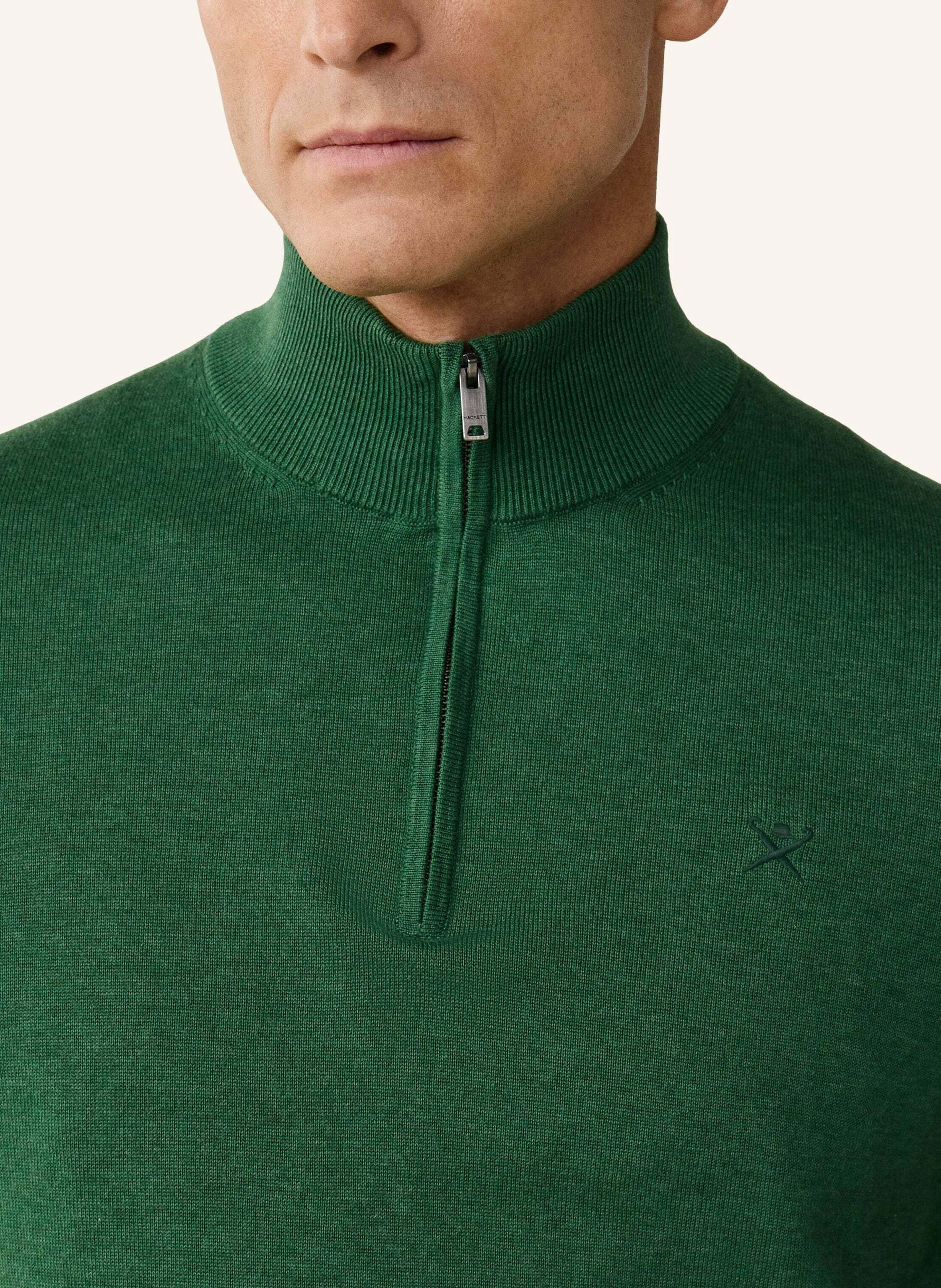 Thumbnail - Hackett London Pullover Cotton Silk Hzip gruen
