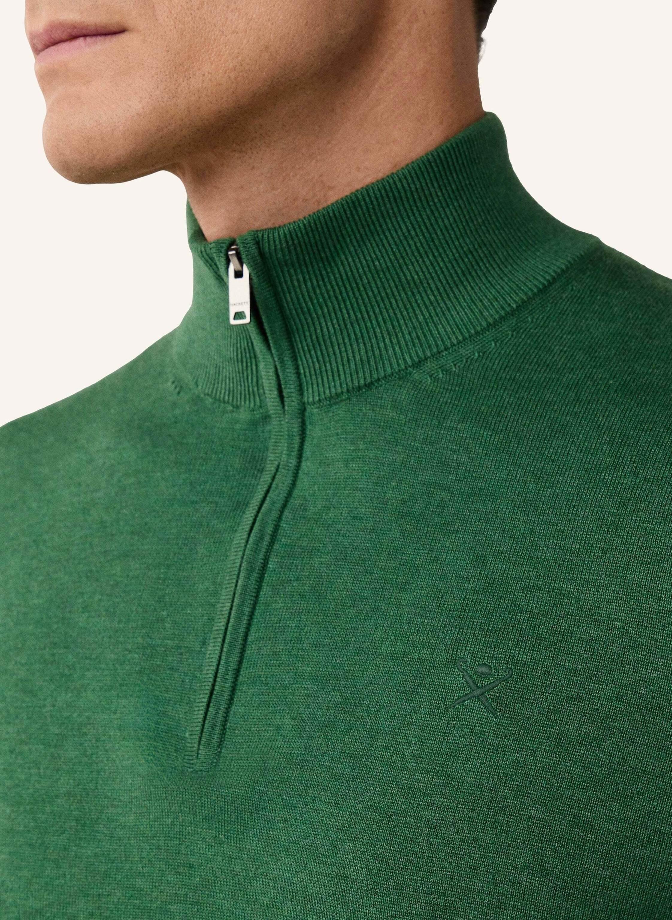 Thumbnail - Hackett London Pullover Cotton Silk Hzip gruen