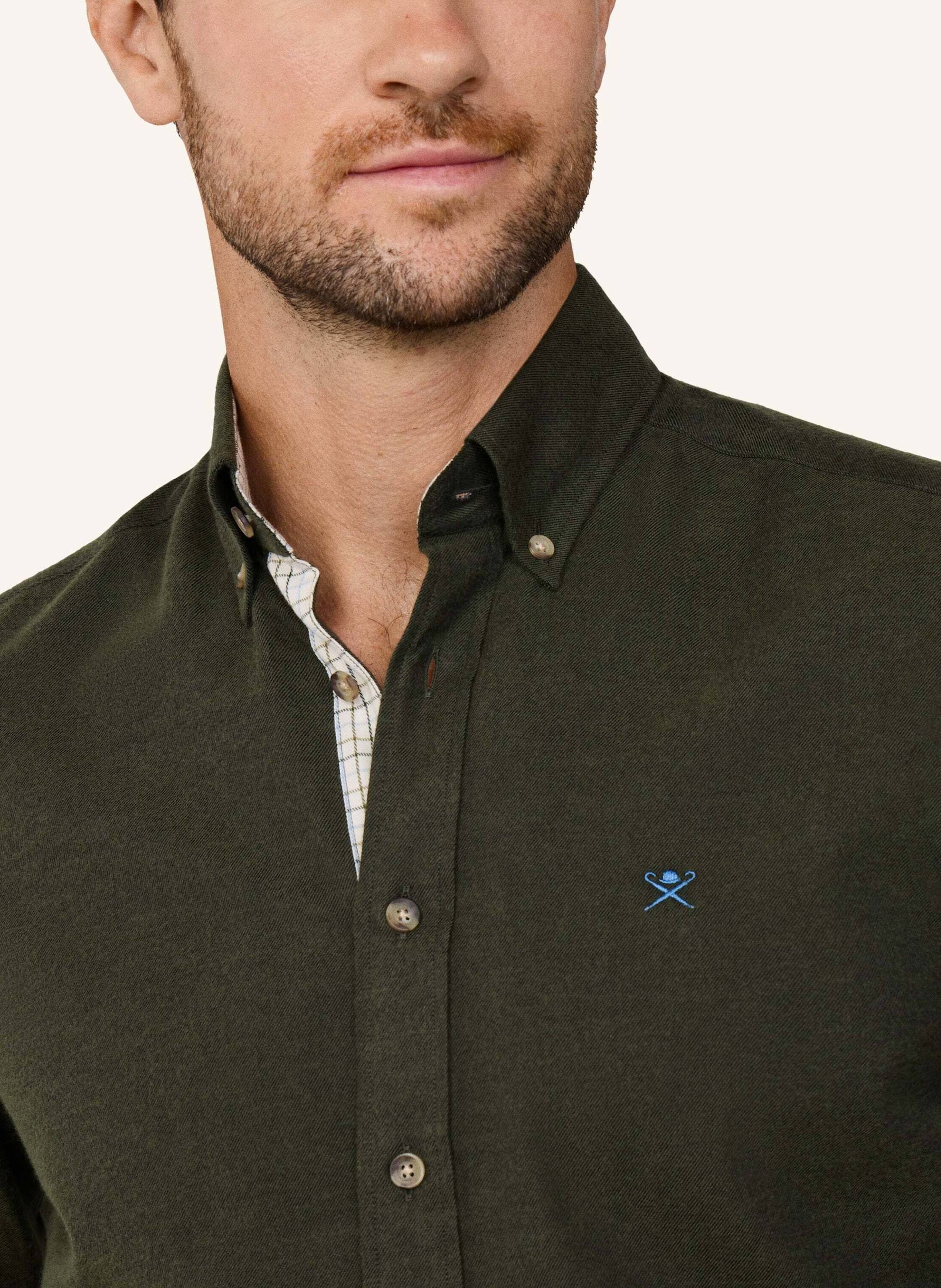 Thumbnail - Hackett London Freizeithemd Flannel Multi Trim gruen