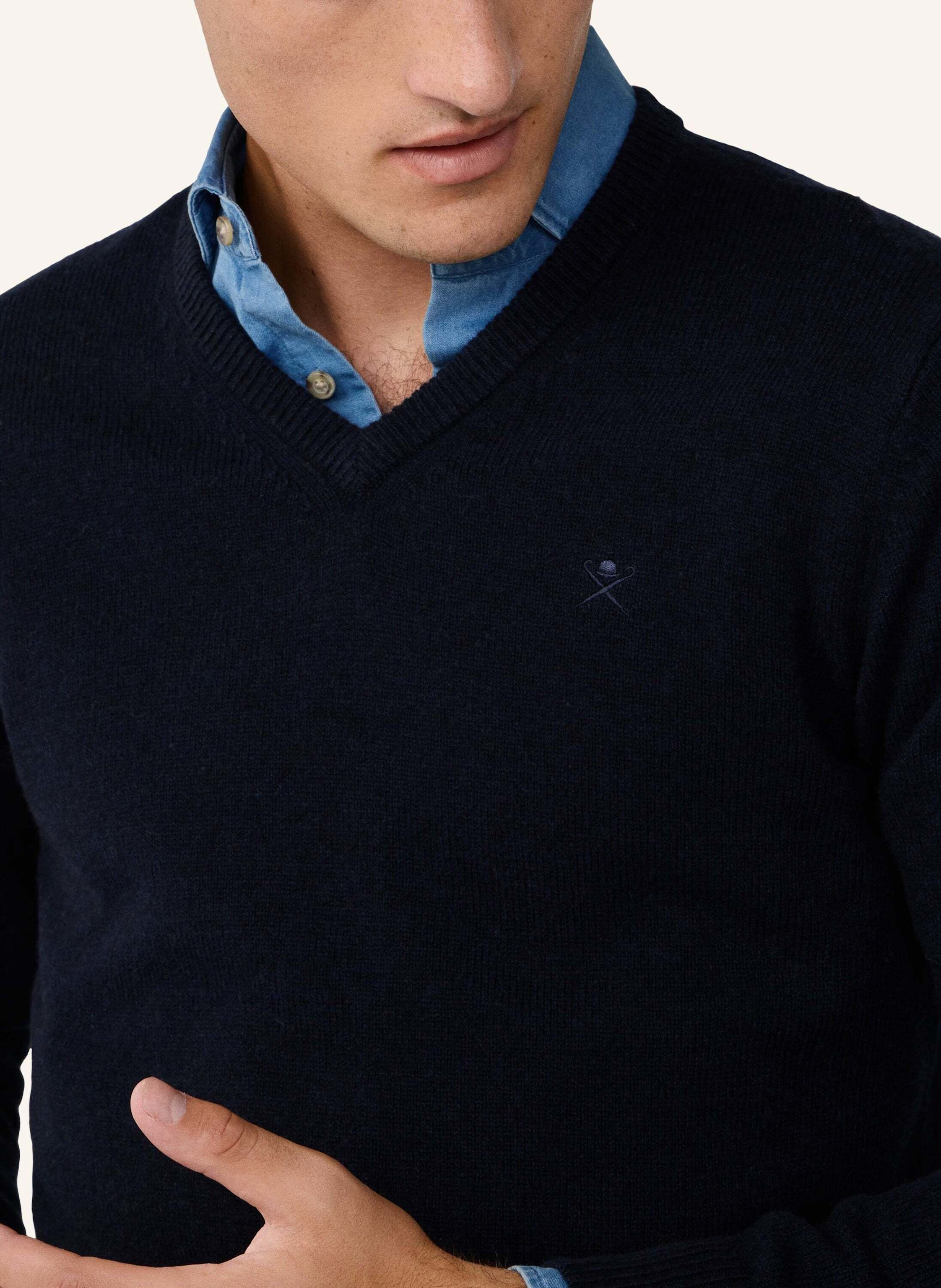 Thumbnail - Hackett London Pullover Lambswool V Neck blau