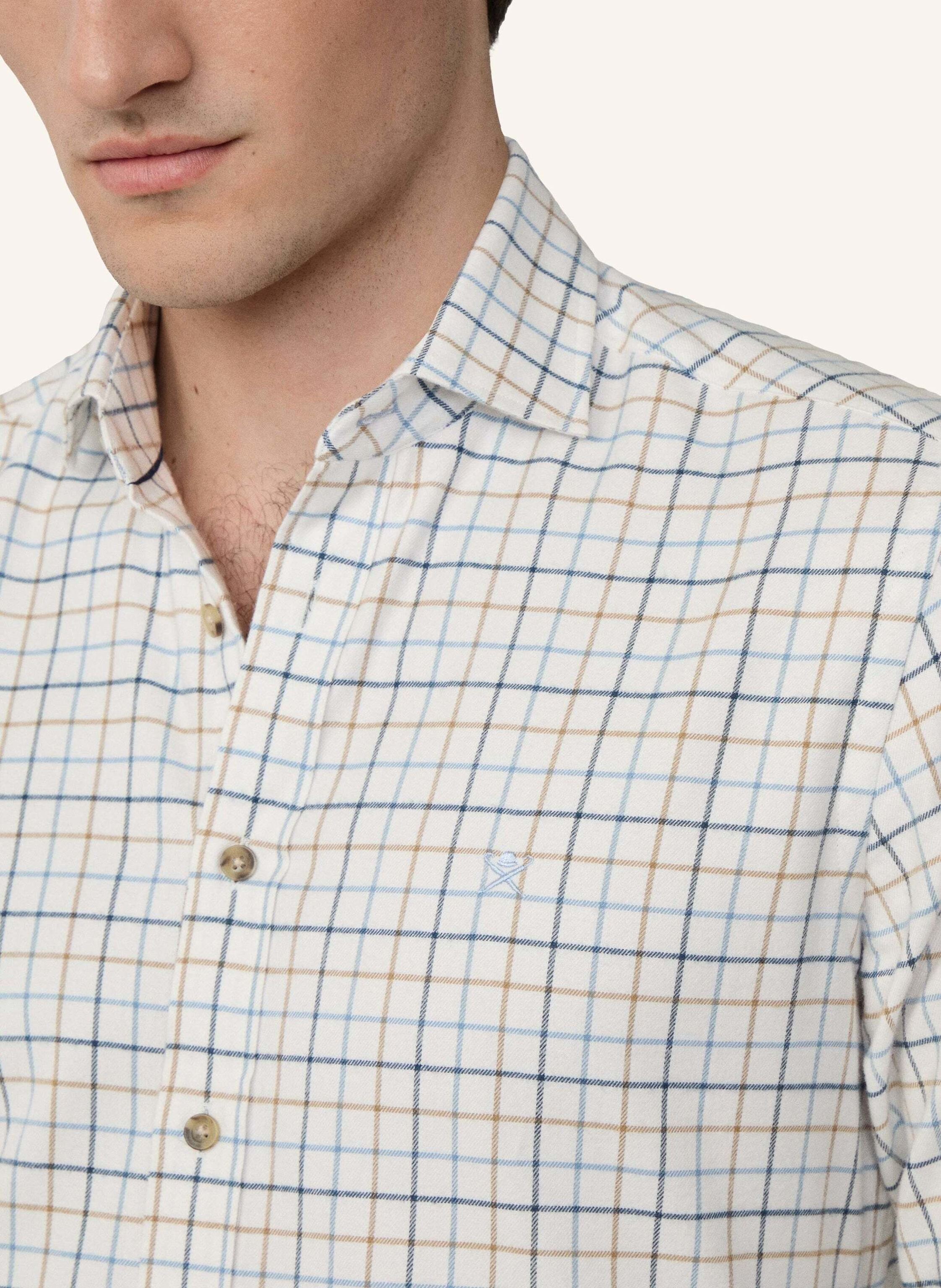 Thumbnail - Hackett London Freizeithemd Lge Flannel Tattersall blau