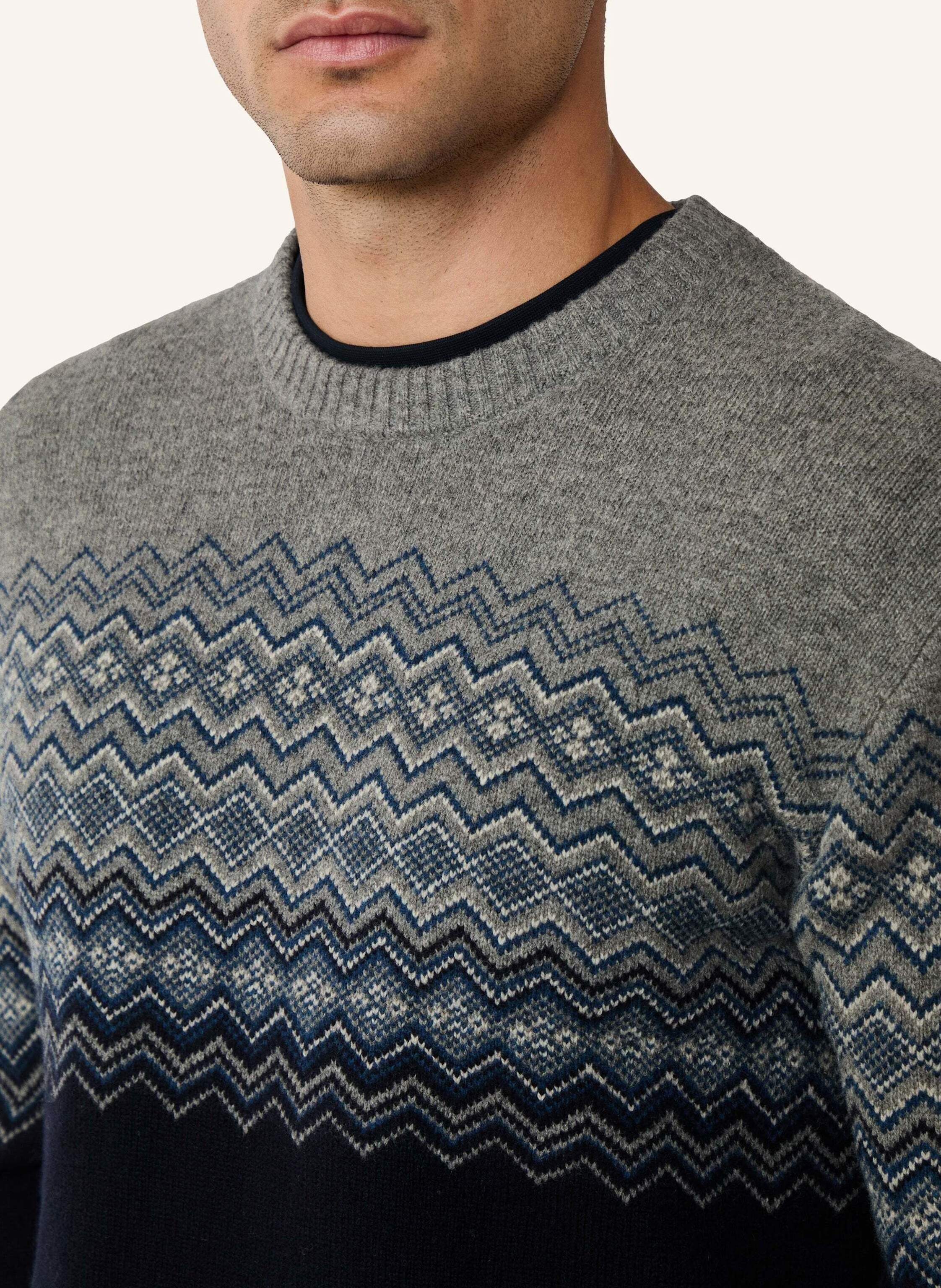 Thumbnail - Hackett London Pullover Fairisle Crew blau