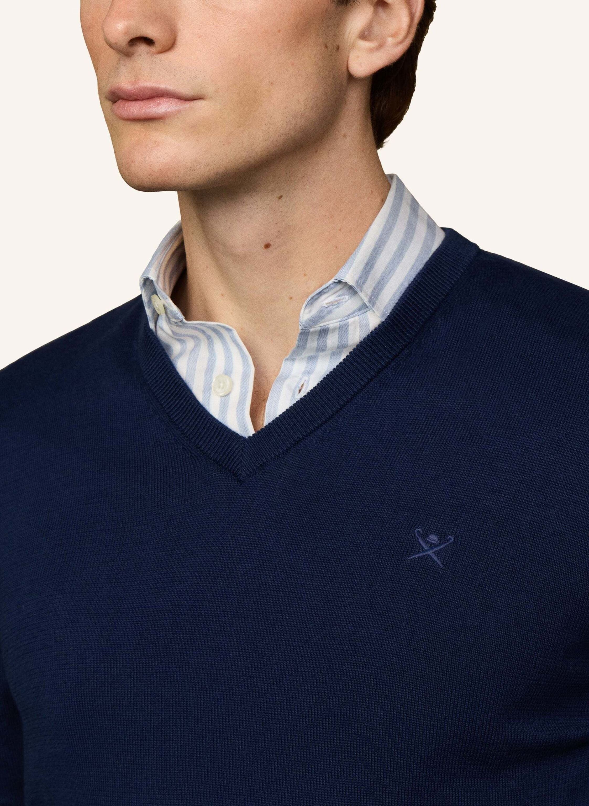 Thumbnail - Hackett London Pullover Ess Cotton V Neck blau