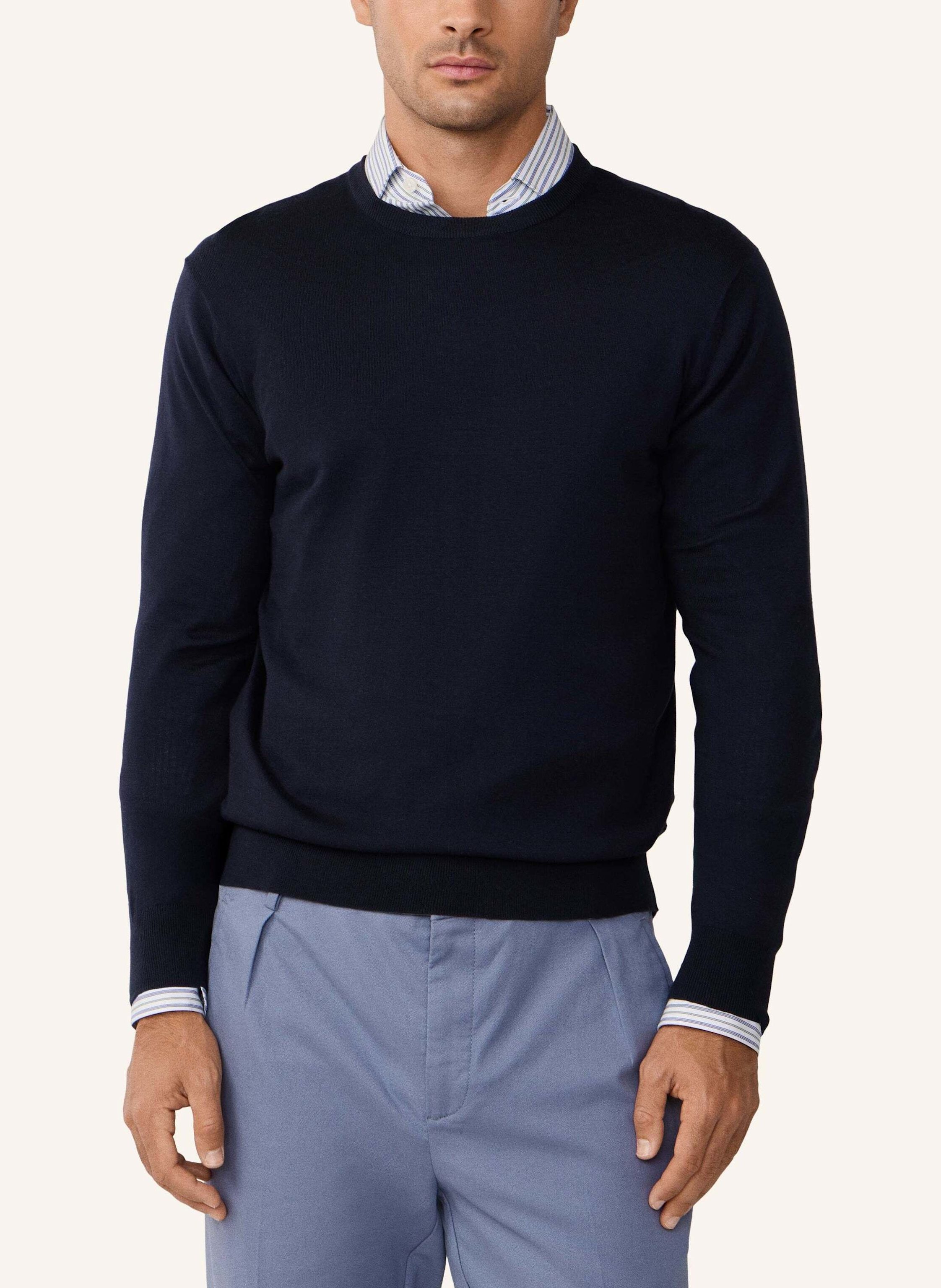Thumbnail - Hackett London Pullover Cotton Cash Crew blau
