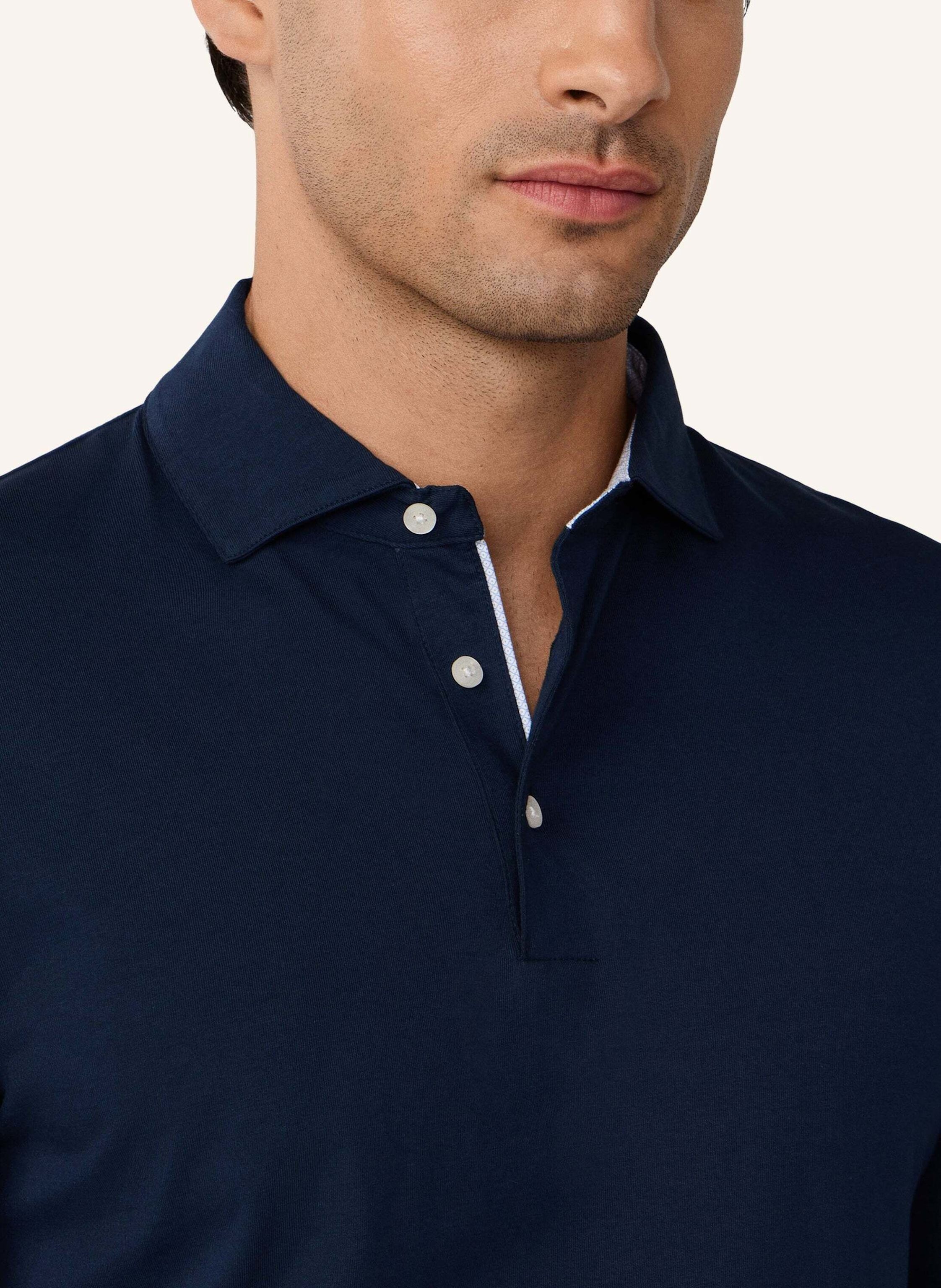 Thumbnail - Hackett London Poloshirt Multi Trim Jersey Ls blau