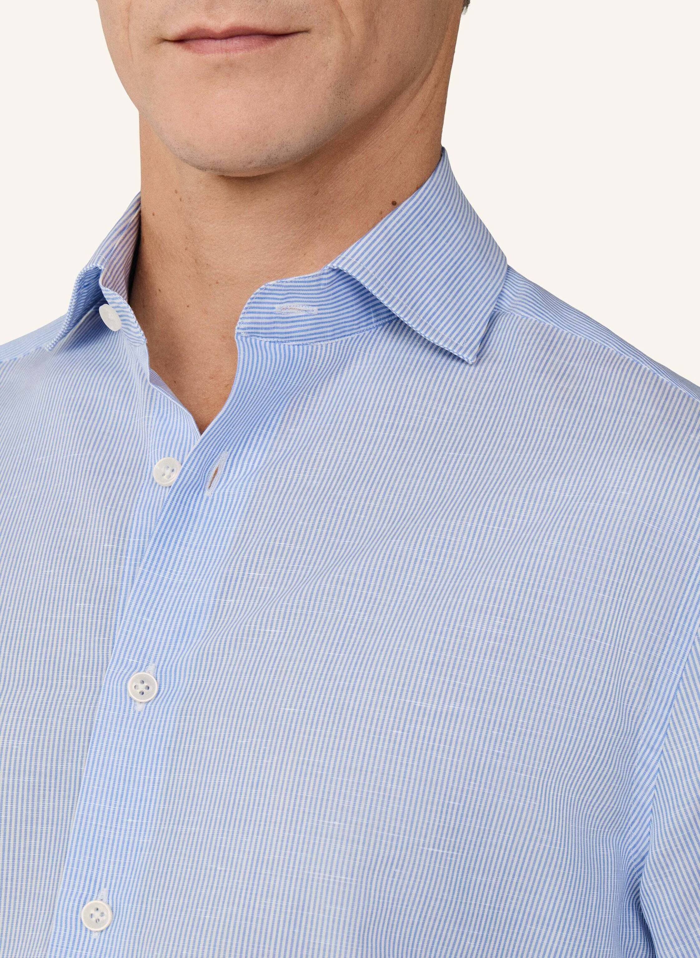 Thumbnail - Hackett London Freizeithemd Formal Cot Lin Str blau