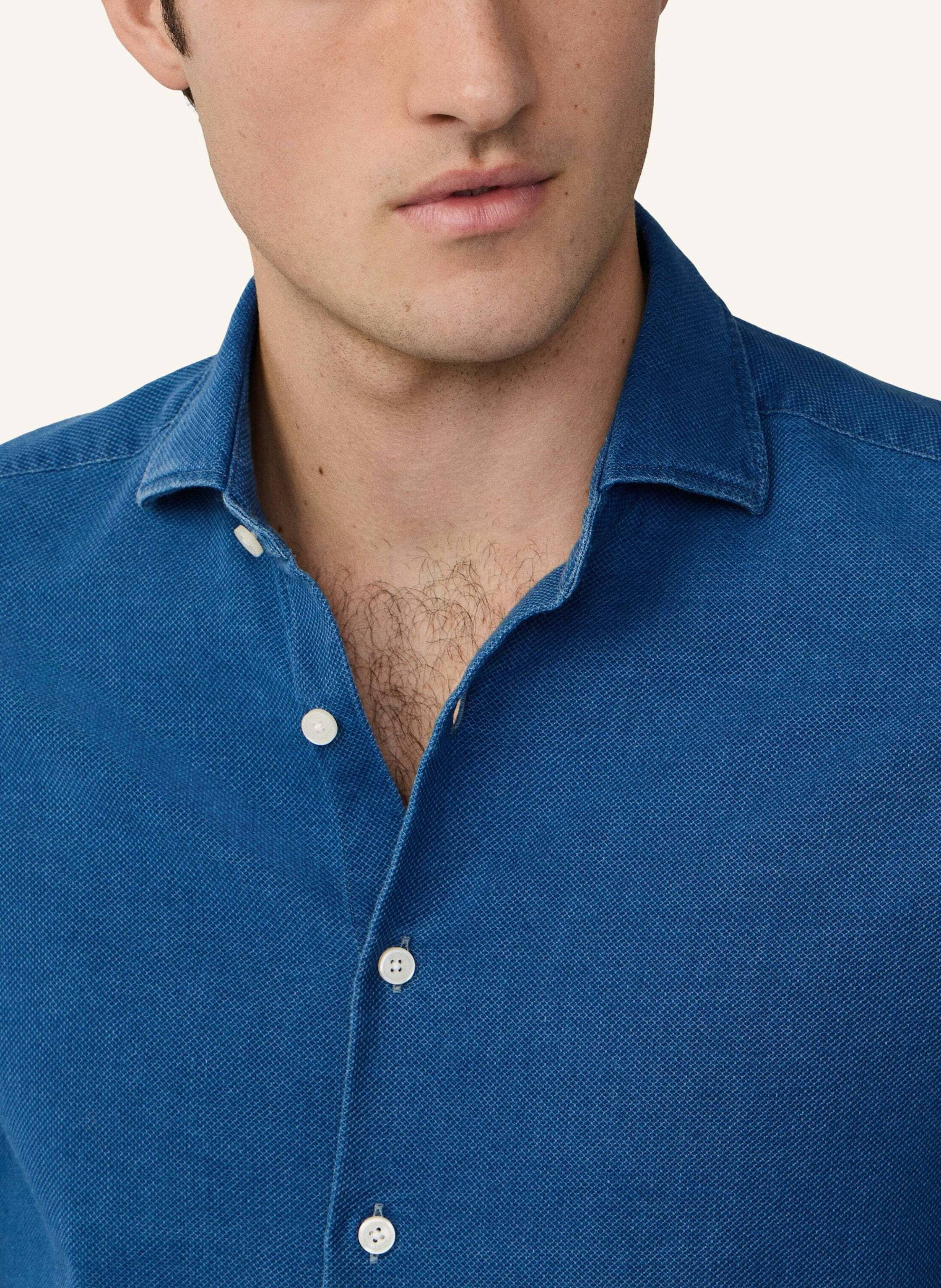 Thumbnail - Hackett London Freizeithemd Textured Denim blau