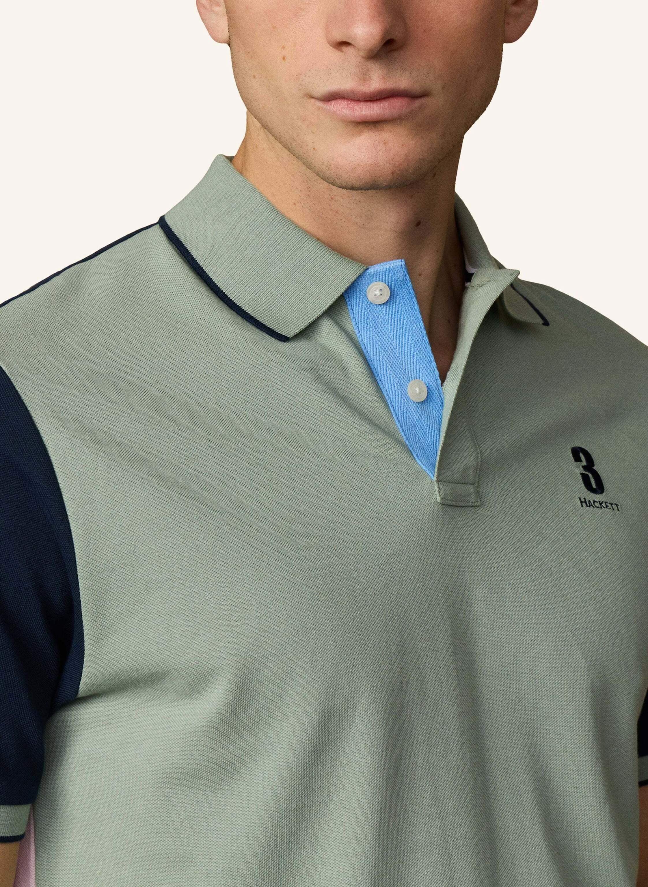 Thumbnail - Hackett London Poloshirt Heritage Nbr Bk Panel gruen