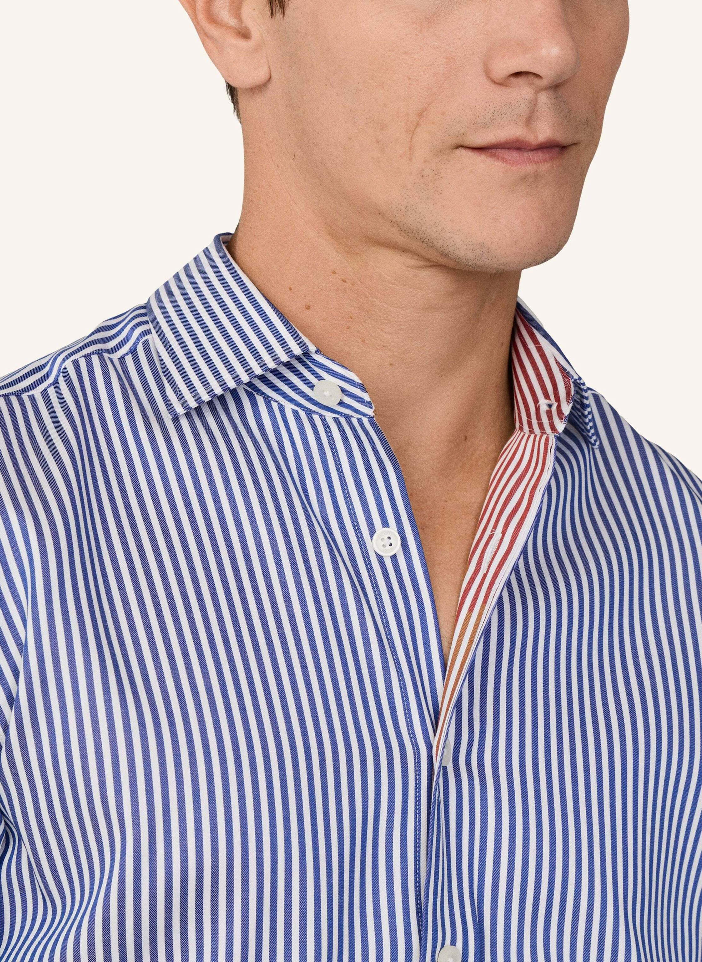 Thumbnail - Hackett London Freizeithemd Double Face Bengal Str blau