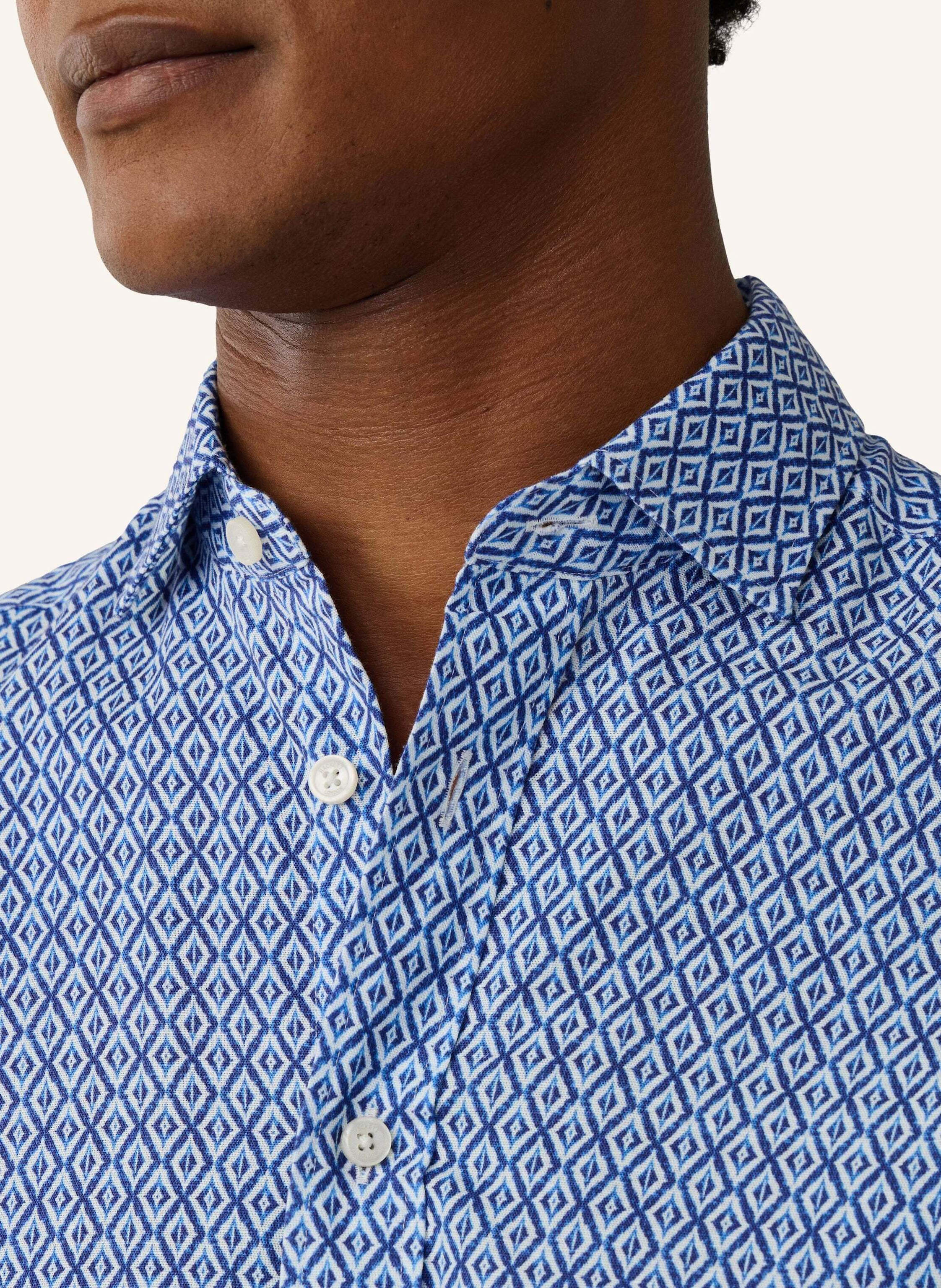 Thumbnail - Hackett London Freizeithemd Clay Print Ss blau