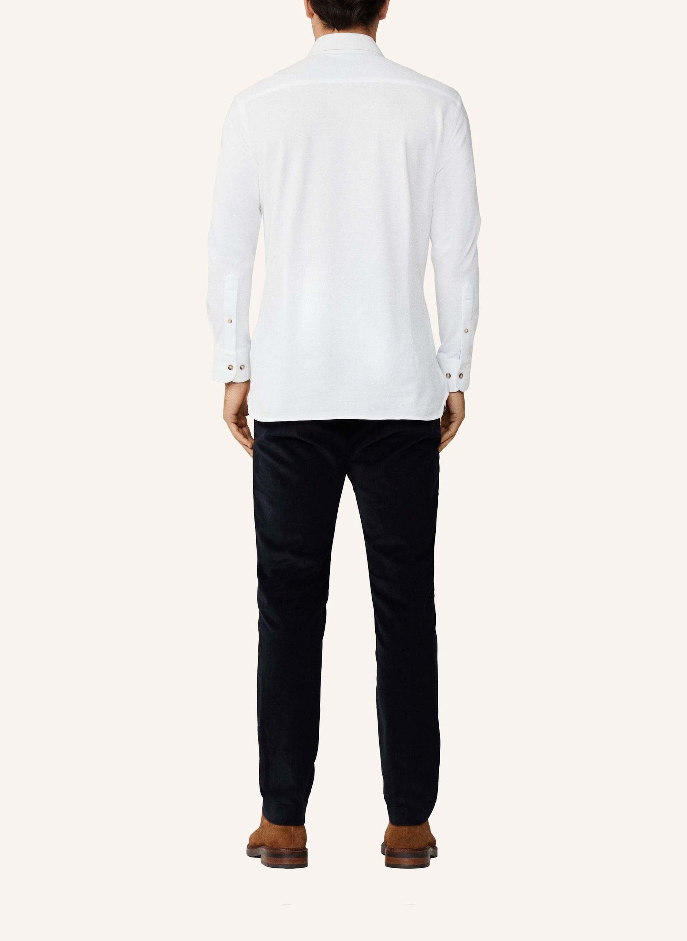 Thumbnail - Hackett London Freizeithemd Melange Jersey Pique weiss