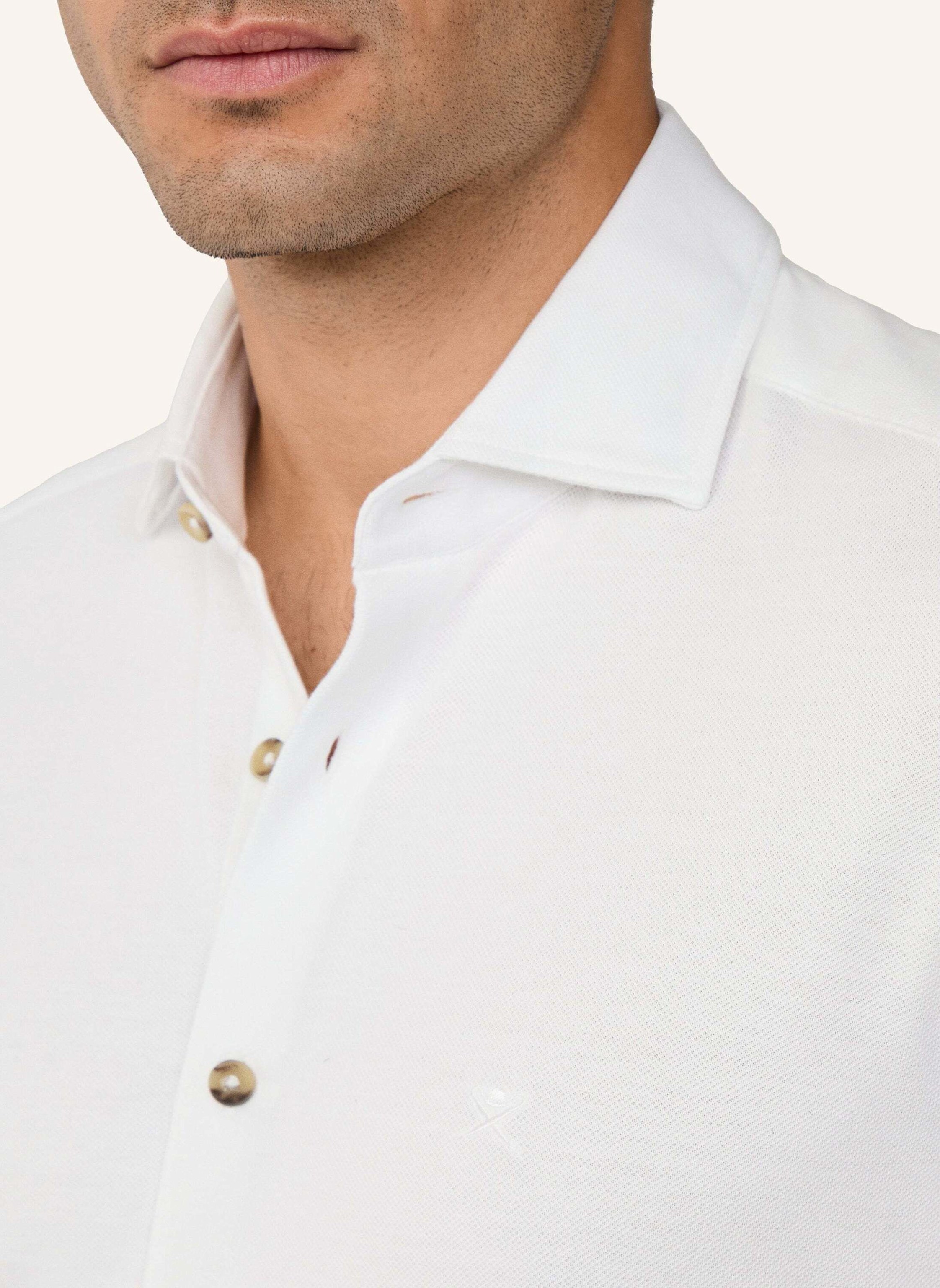 Thumbnail - Hackett London Freizeithemd Melange Jersey Pique weiss