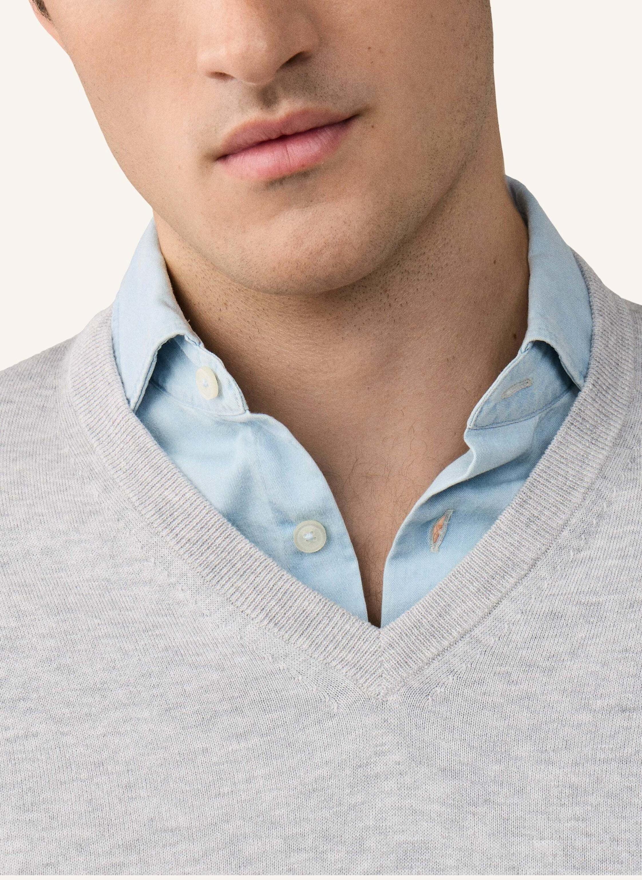 Thumbnail - Hackett London Pullover Cotton Cash V Neck grau