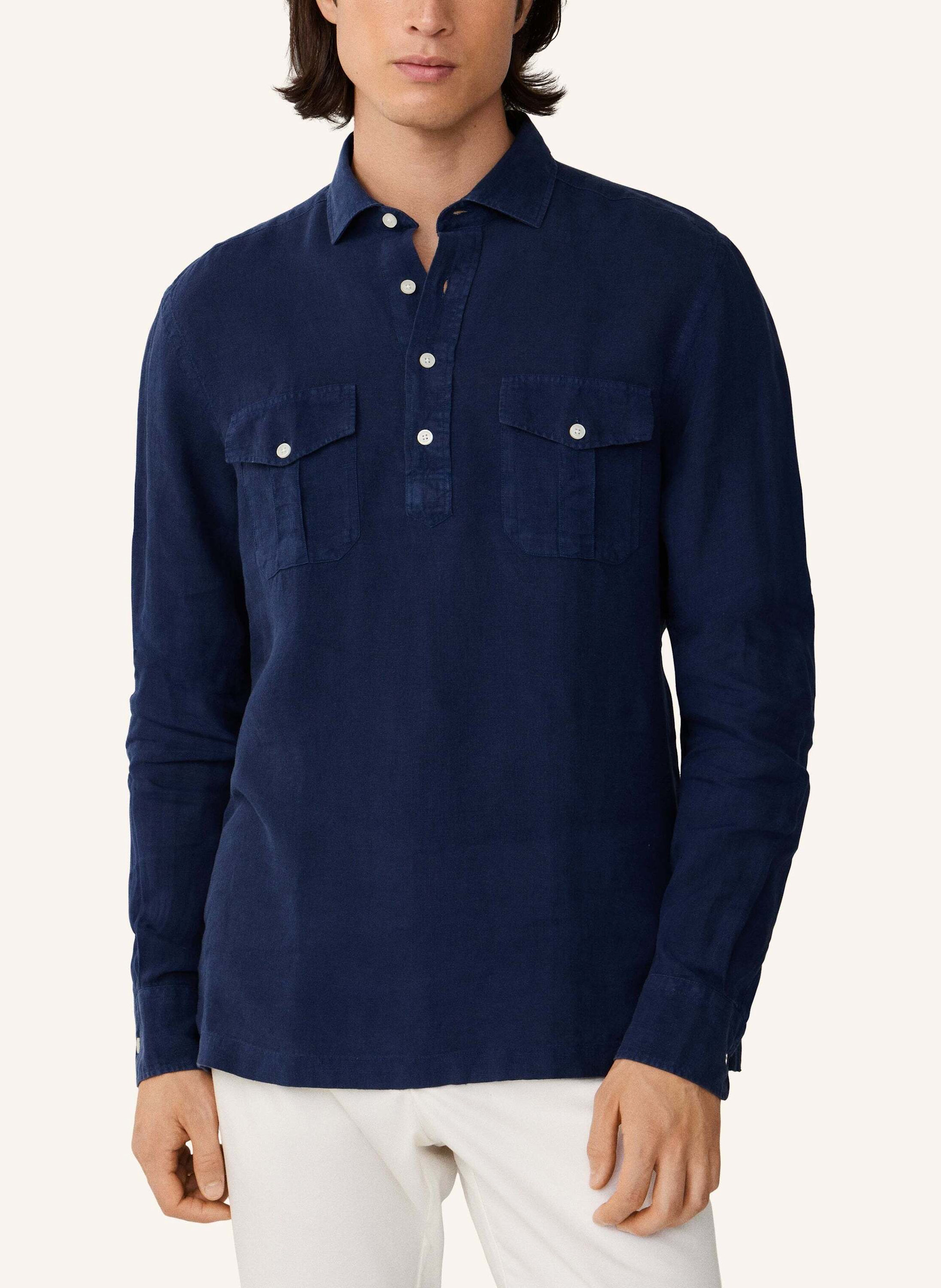 Thumbnail - Hackett London Freizeithemd Heritage Linen Hf Plk blau