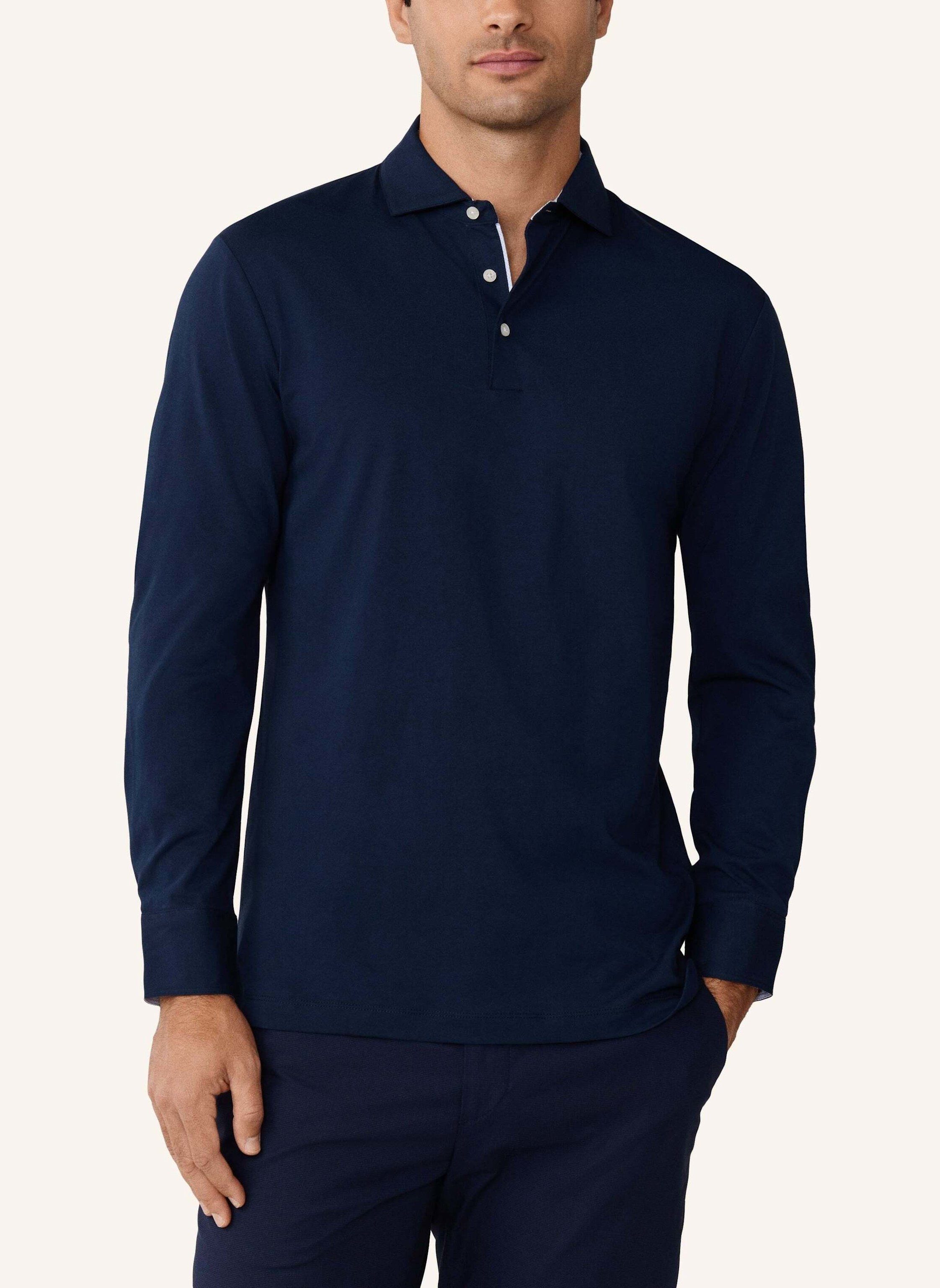 Thumbnail - Hackett London Poloshirt Multi Trim Jersey Ls blau