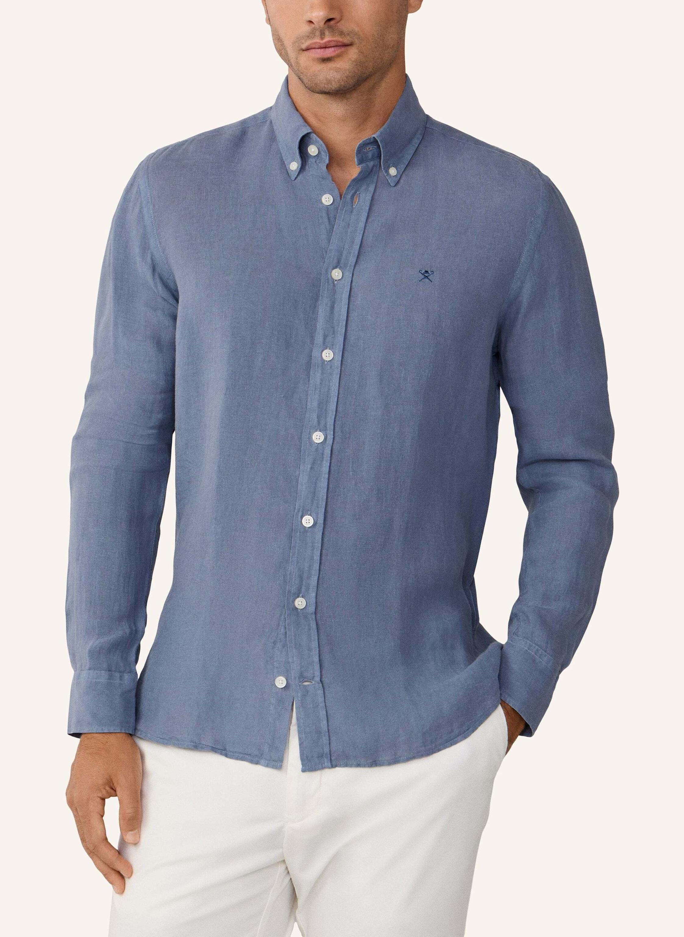 Thumbnail - Hackett London Freizeithemd Ess Gmd Linen Brpt blau