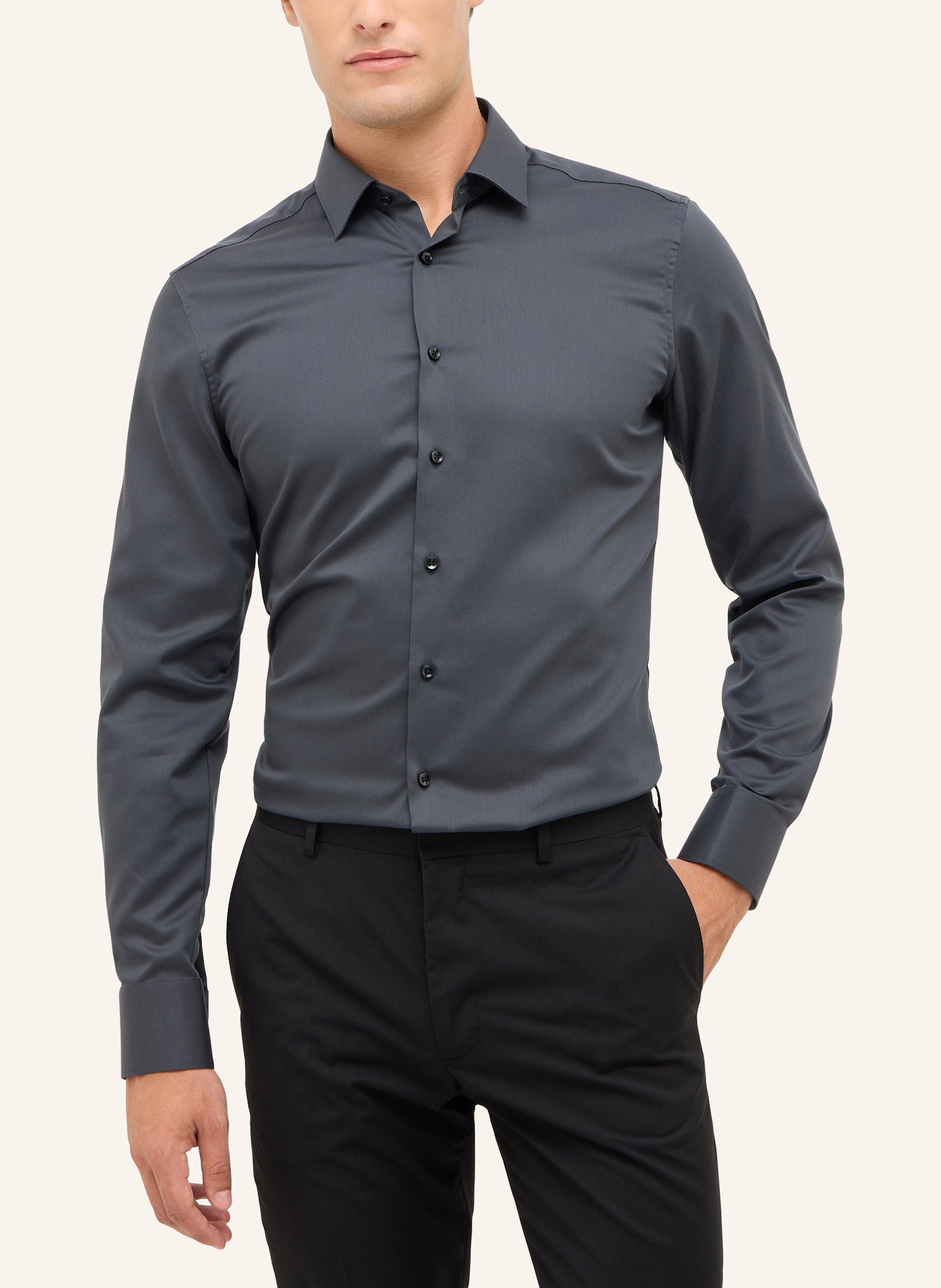 Thumbnail - Eterna Hemd Slim Fit grau