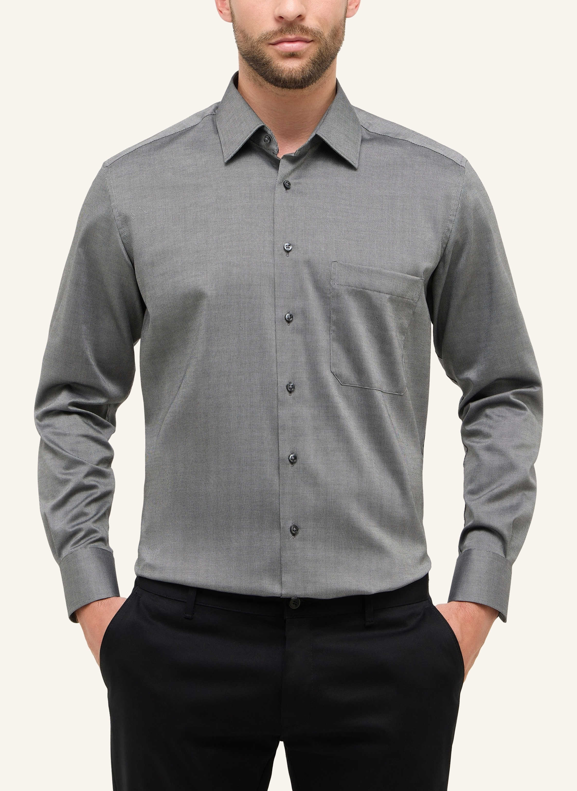 Thumbnail - Eterna Piqué-Hemd Comfort Fit grau