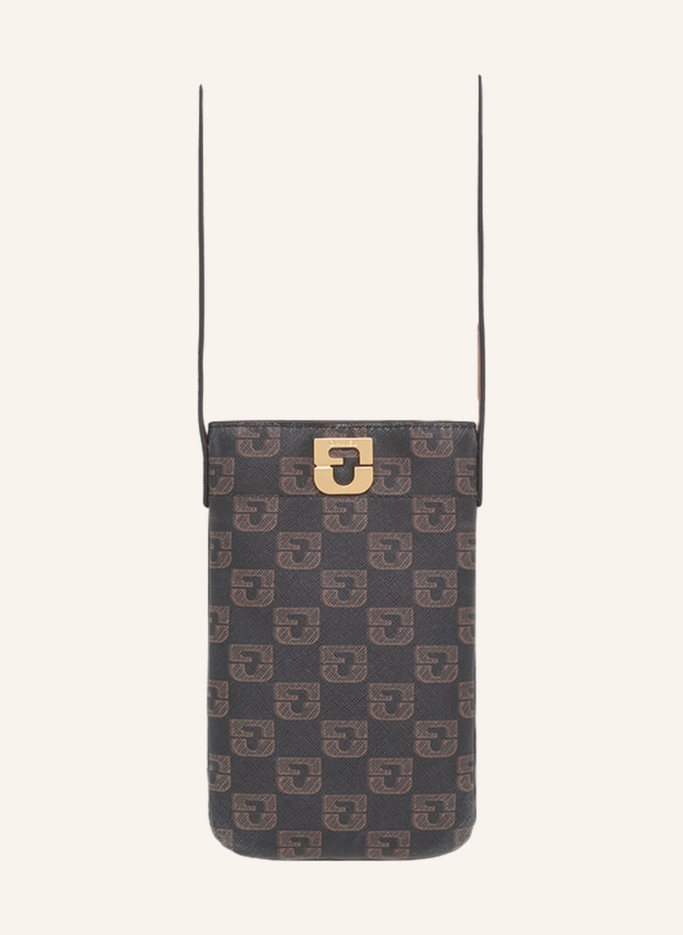 Gerard Darel Variante unserer ikonischen Tote Bag, der LADY, als Handytasche. Das neue trendige Accessoire, das Sie unter allen Umständen bei sich tragen sollten. Aus beschichtetem Leopardenstoff gefertigt, schlie in braun