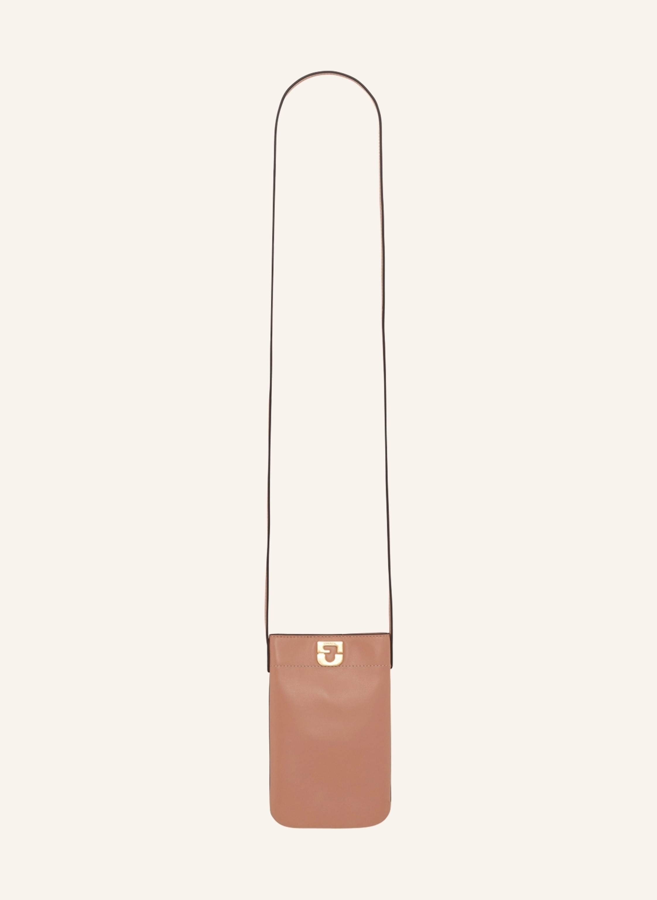 Gerard Darel Variante unserer ikonischen Tote Bag, die LADY, in der Version als Handytasche. Das neue Trendaccessoire, das stets in der Nähe getragen wird.Aus Rindsleder, es schließt sich diskret durch einen unter in nude