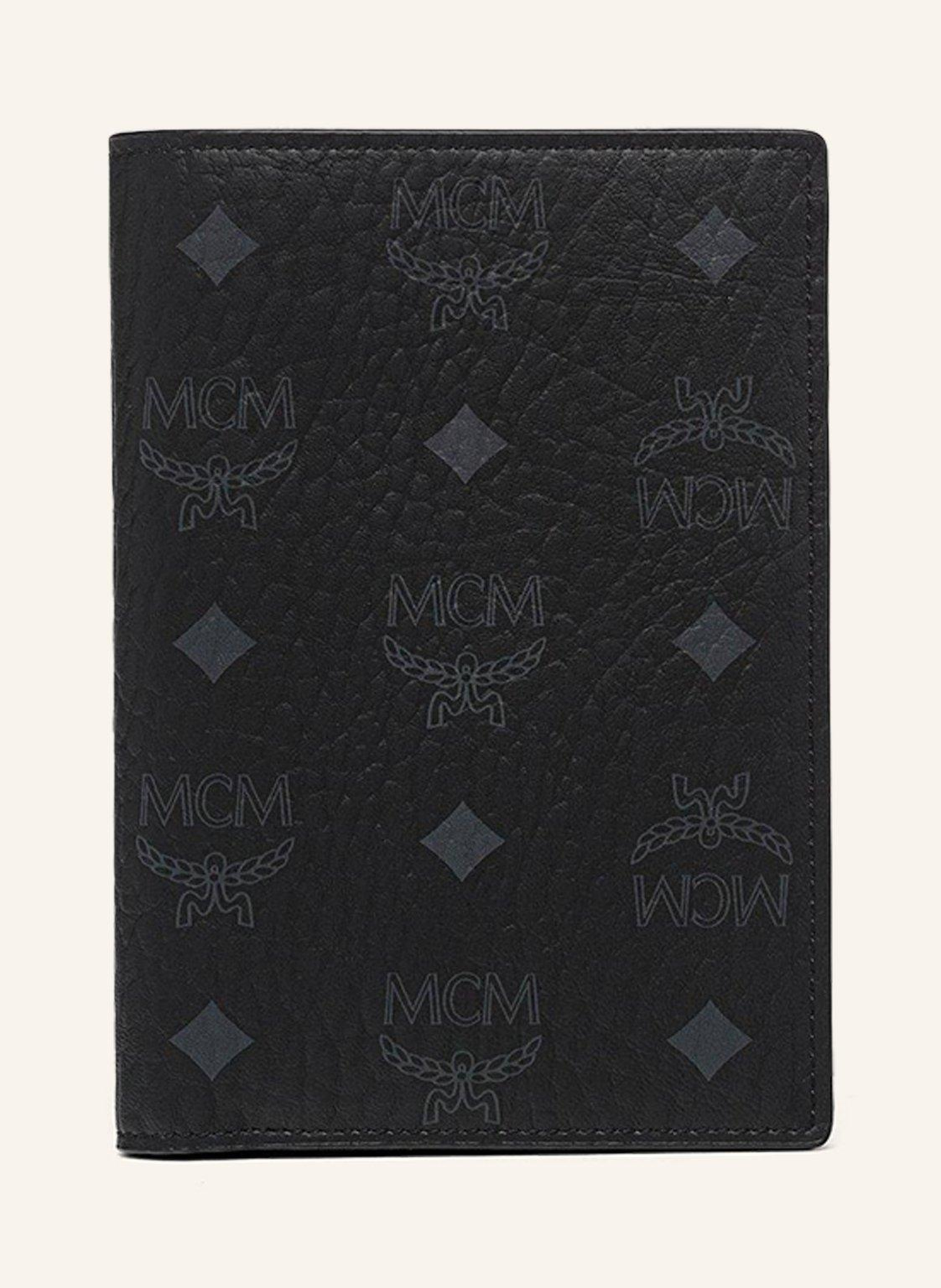 MCM Hergestellt in Südkorea, Geldscheinfach, Seitliche Einschubfächer innen, Besatz: Naturleder, Material: Visetos-Canvas, Reisepassfach, Kartenfächer, Reissverschlussfach, Silberfarbene Kobalt-Hardware, in black