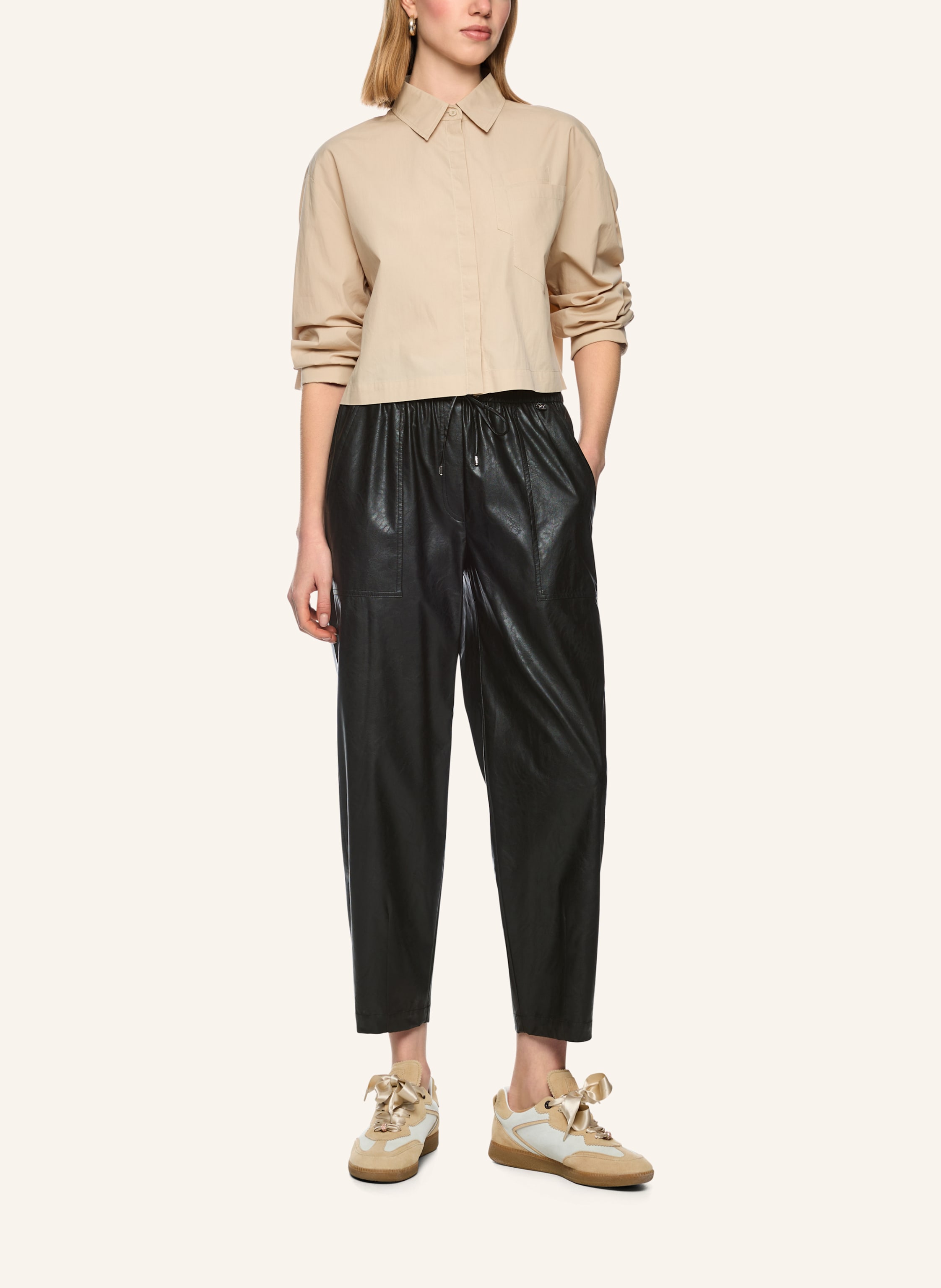 Thumbnail - Marc Cain Hose Ranchi In Lederoptik schwarz