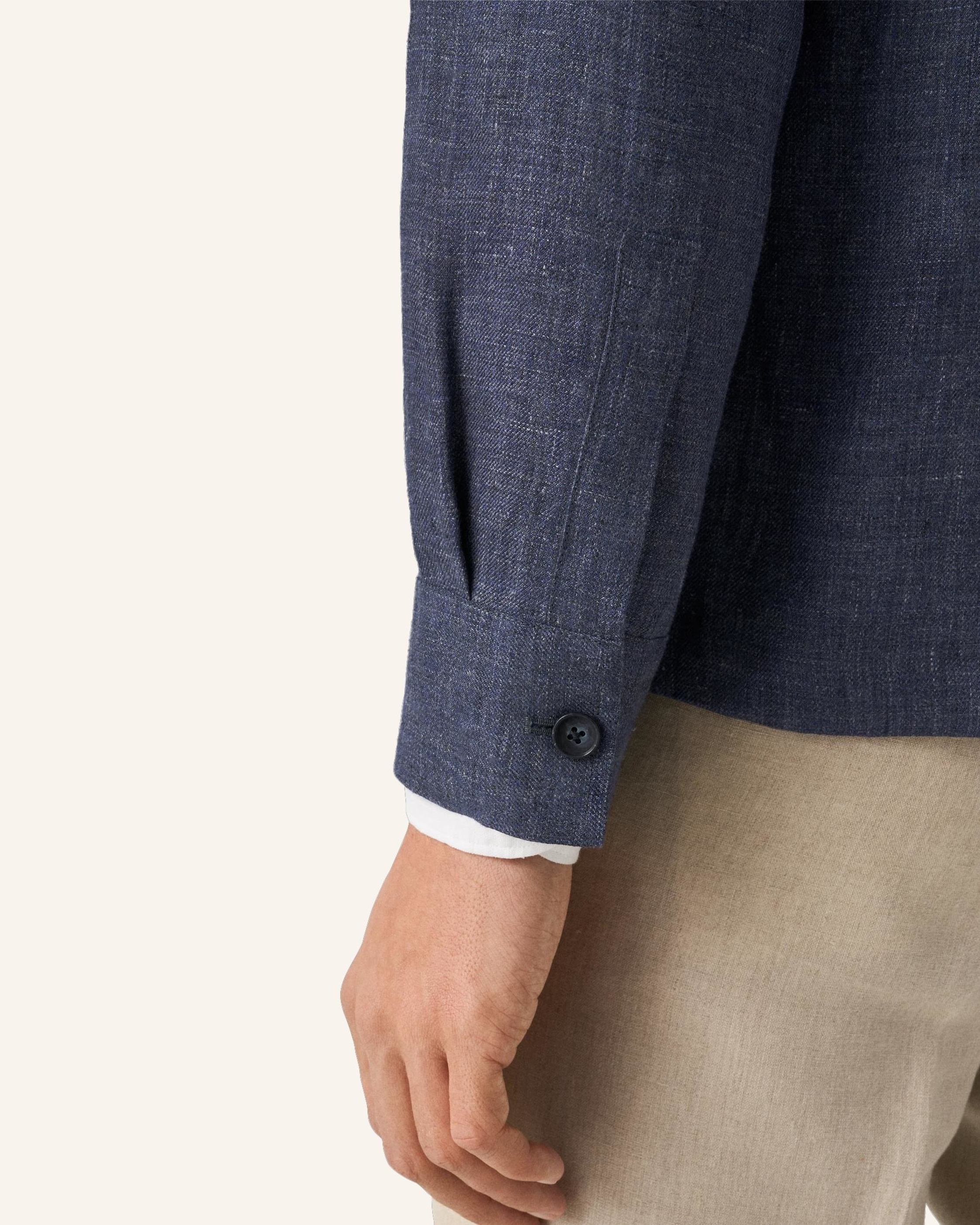 Thumbnail - Eton Overshirt Mit Taschen Aus Leinen blau