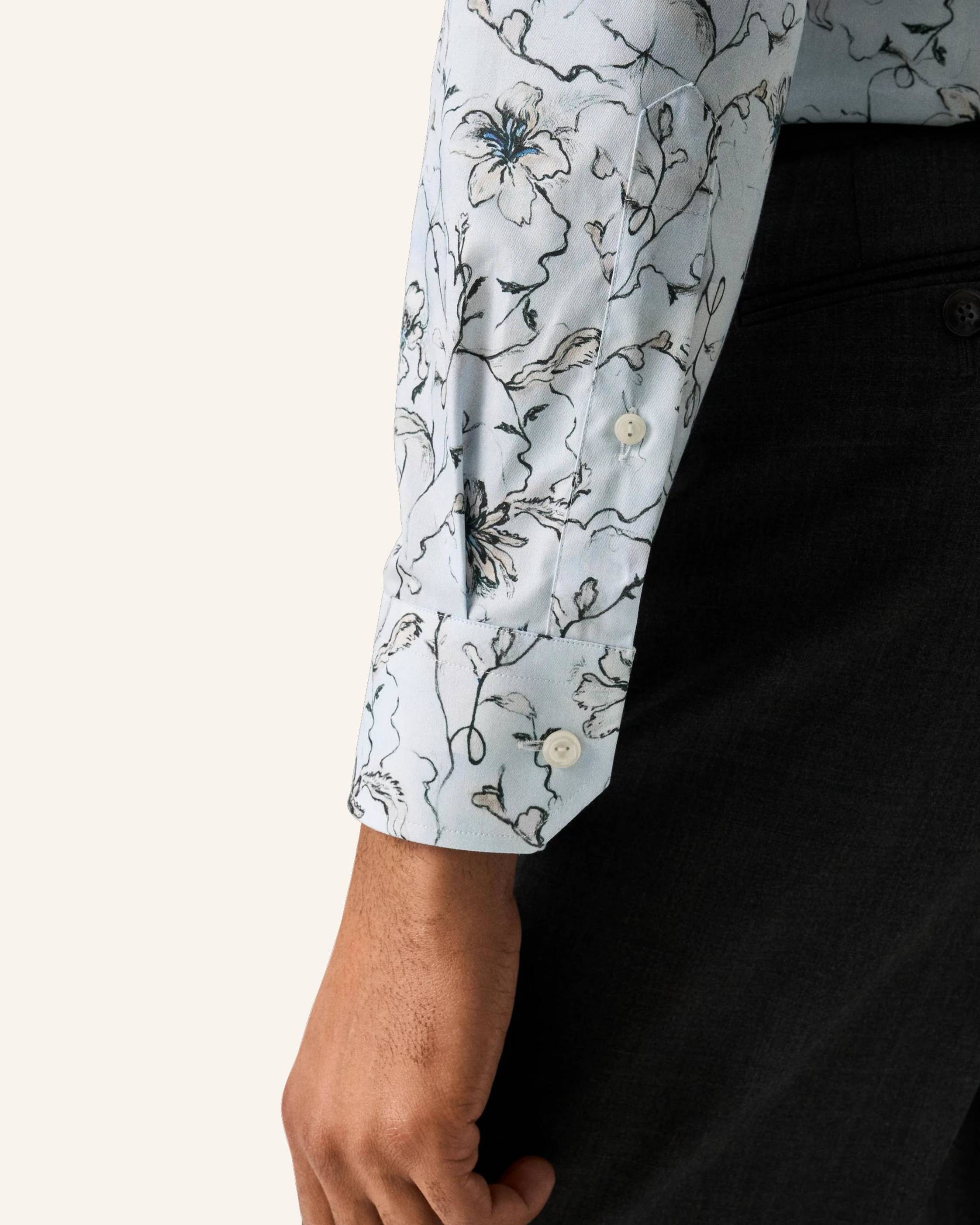 Thumbnail - Eton Geblümtes Signature-Twill-Hemd Slim Fit blau