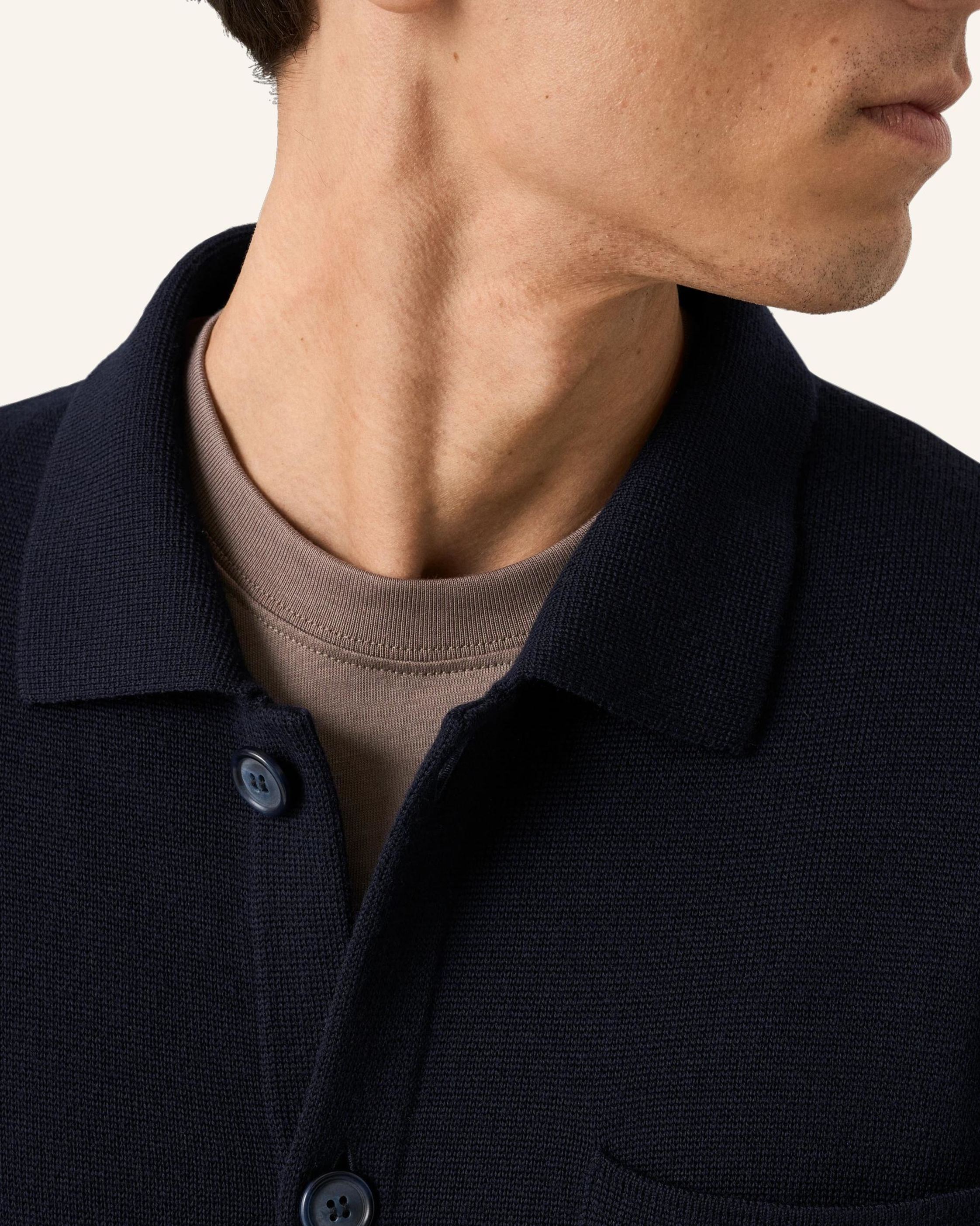 Thumbnail - Eton Hemdjacke Milano-Strick blau