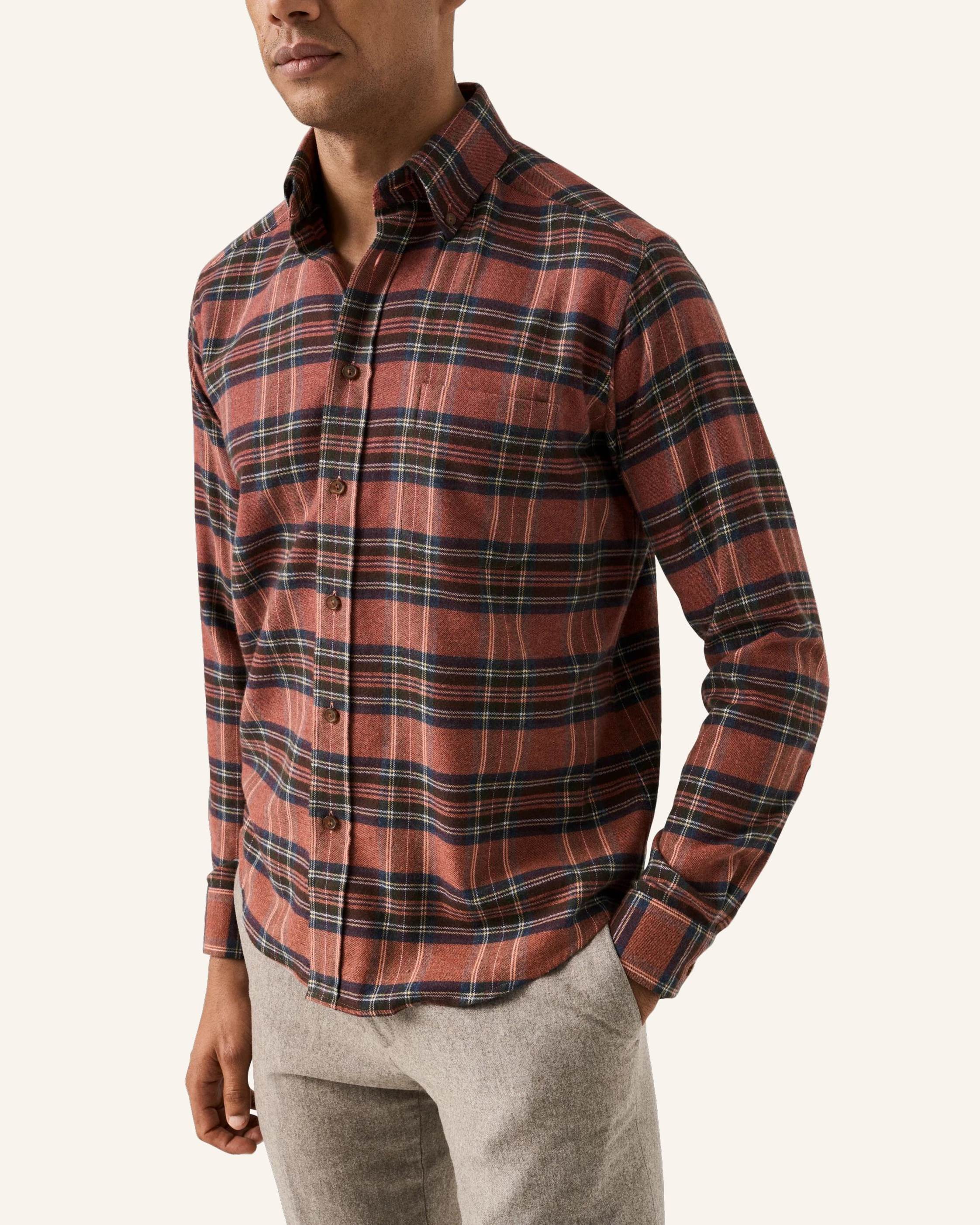 Thumbnail - Eton Flanellhemd Karomuster Casual Fit rot