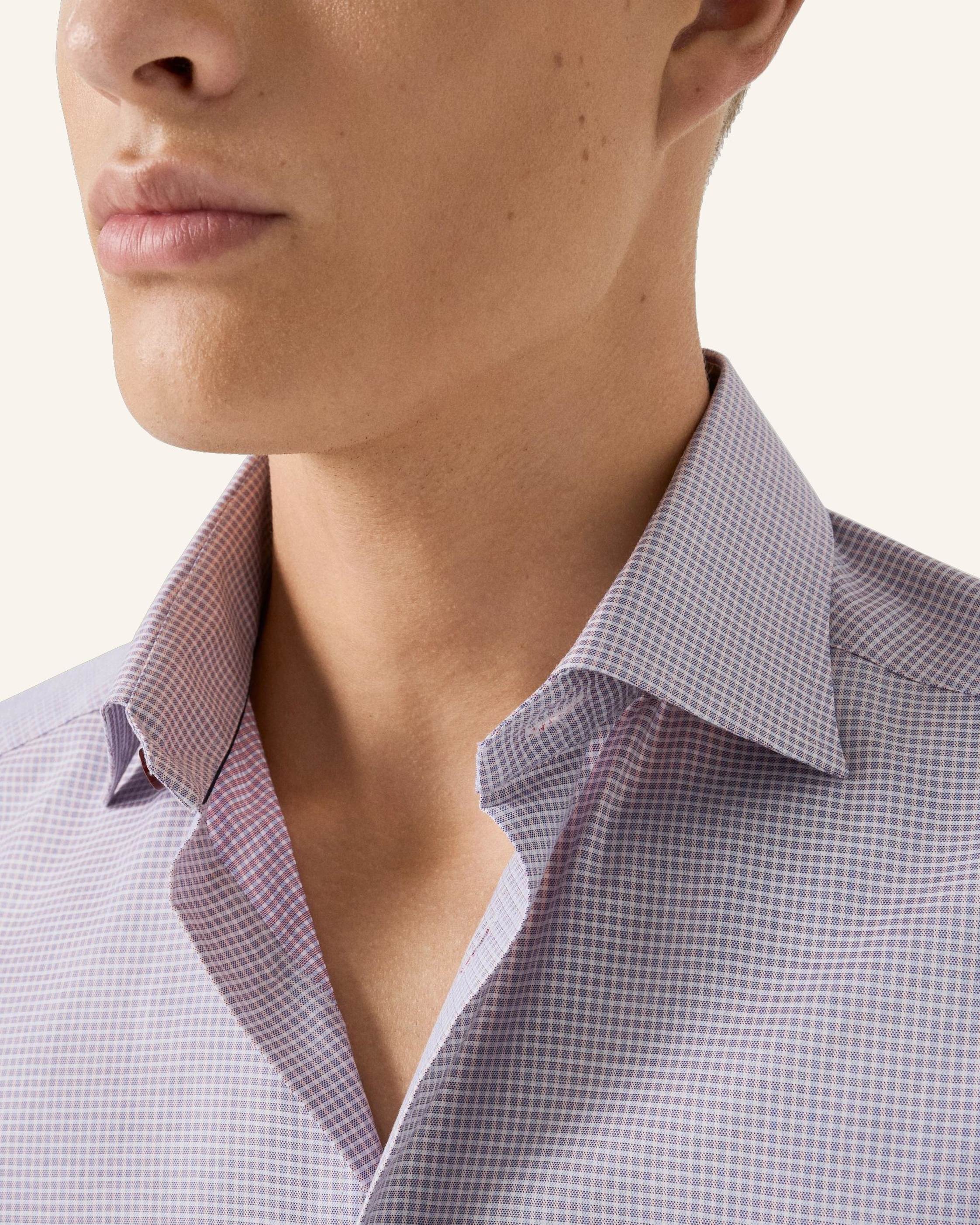 Thumbnail - Eton Kariert Fine Twill-Hemd Slim Fit rot