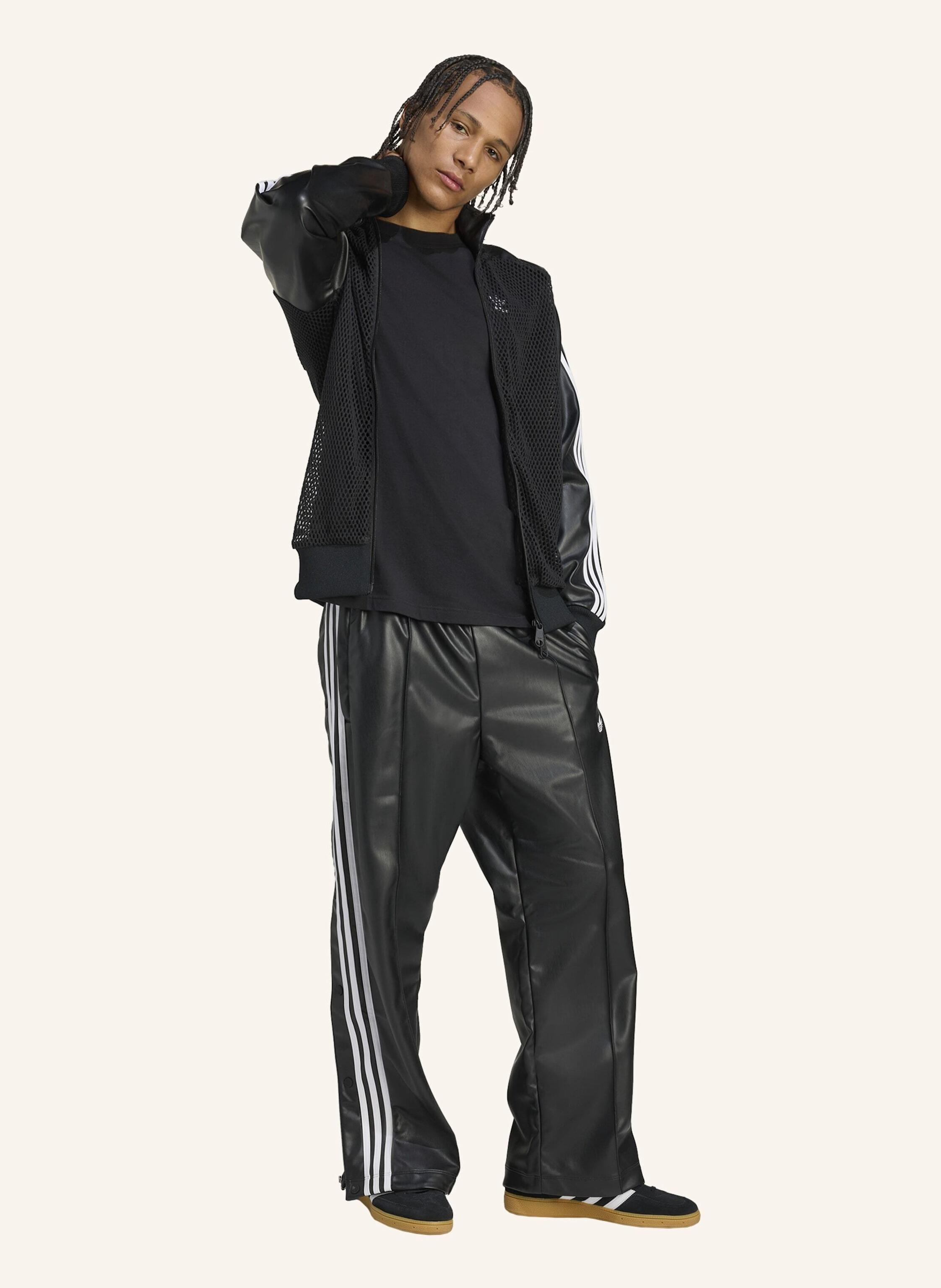 Thumbnail - Adidas Originals Adidas X Jeremy Scott Synthetikleder Weite Hose schwarz