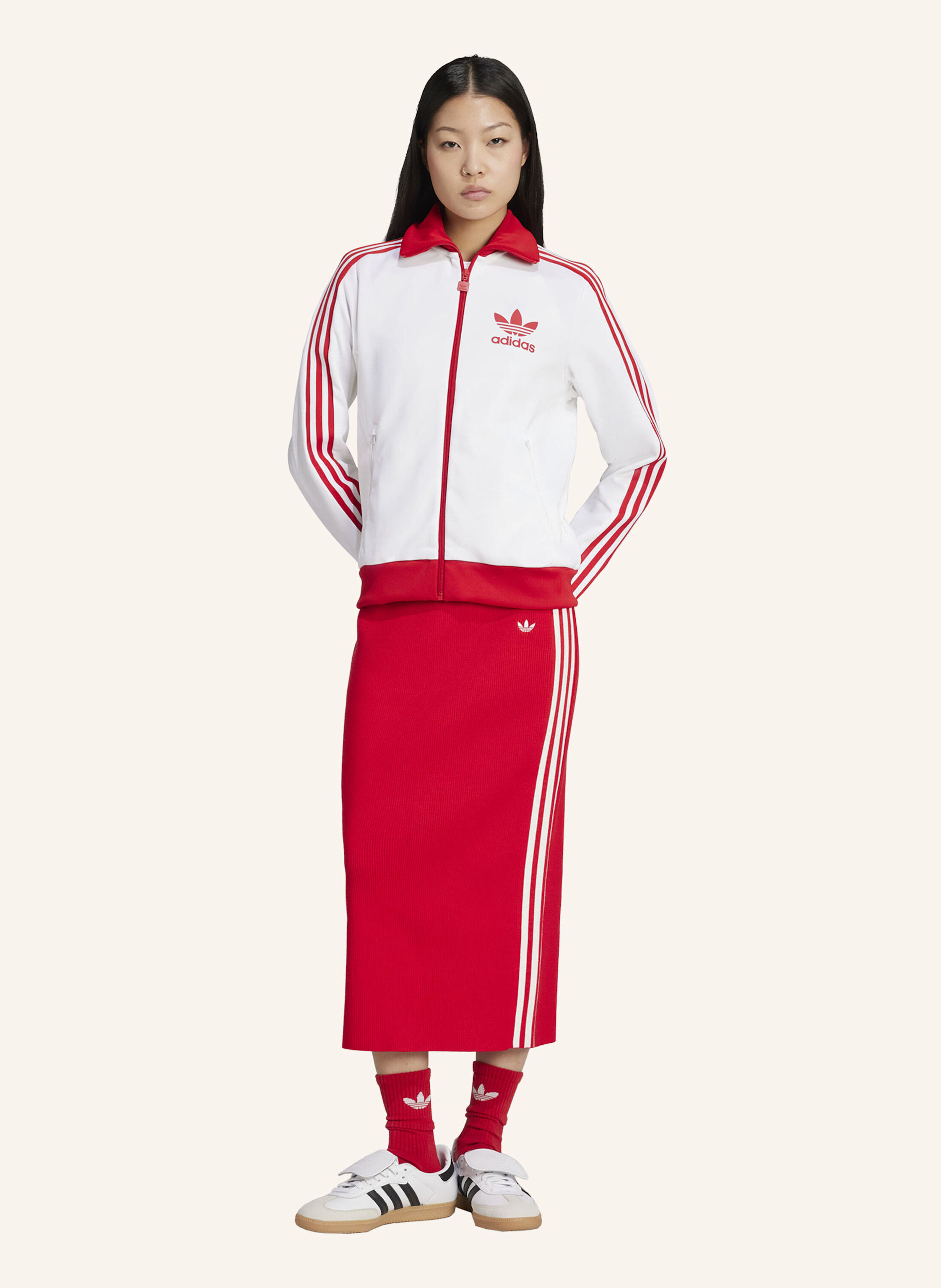 Thumbnail - Adidas Originals Strickrock Adicolor Knit 3 Stripes rot