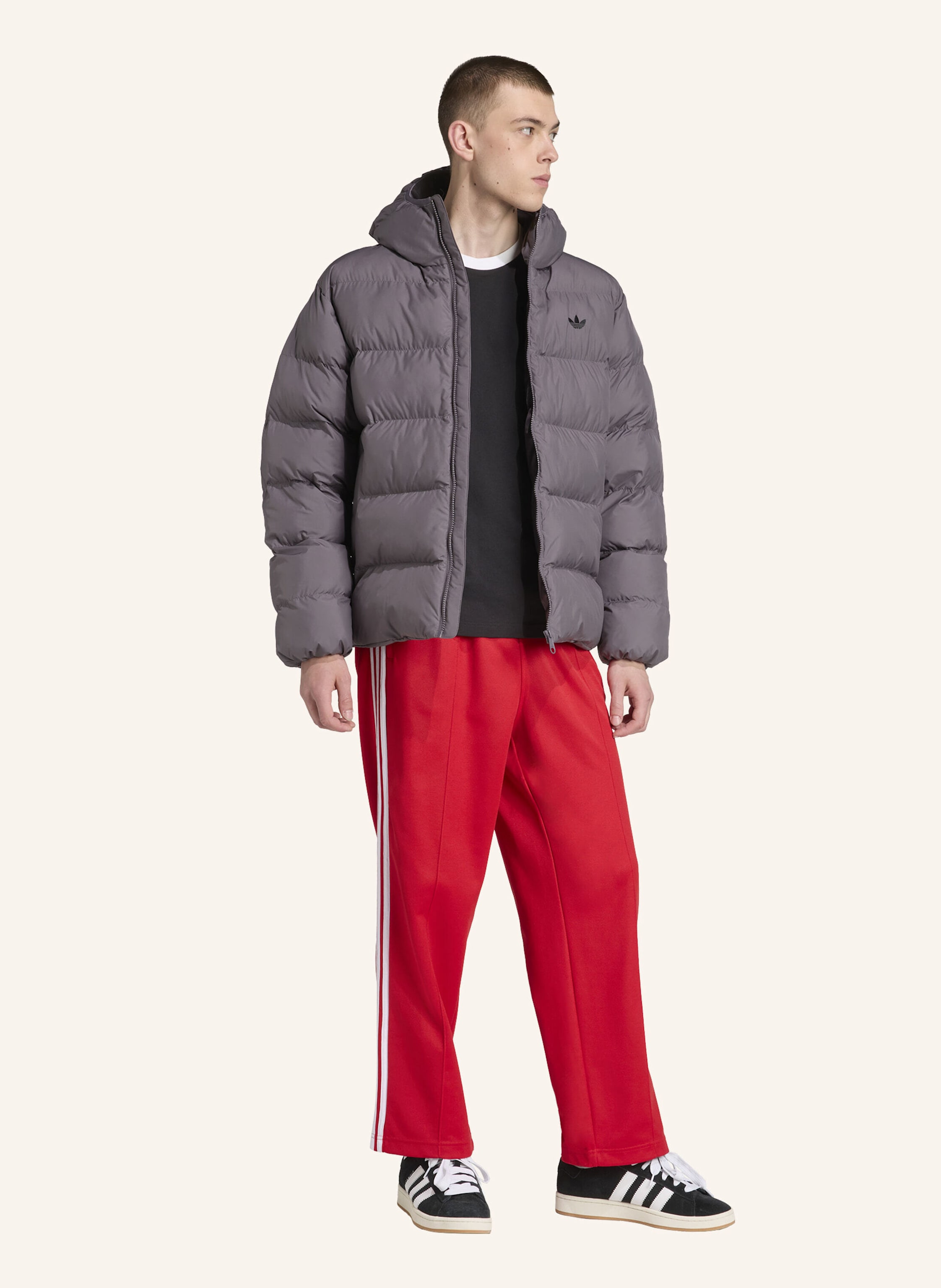 Thumbnail - Adidas Originals Tonal Hooded Puffer Jacke grau