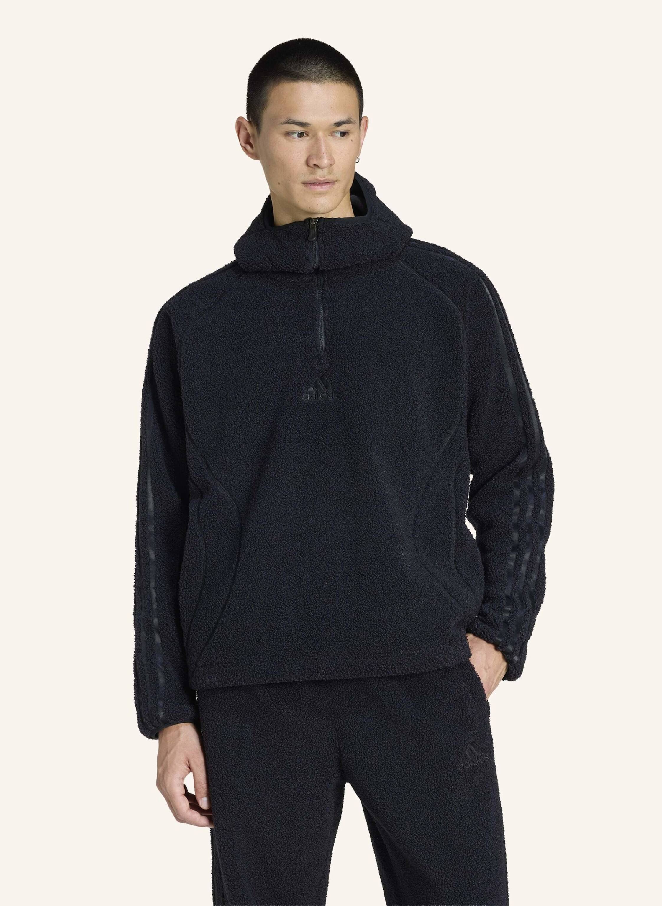 Thumbnail - Adidas Originals Borg Fleece Teamgeist 1/4 Zip Hoodie schwarz
