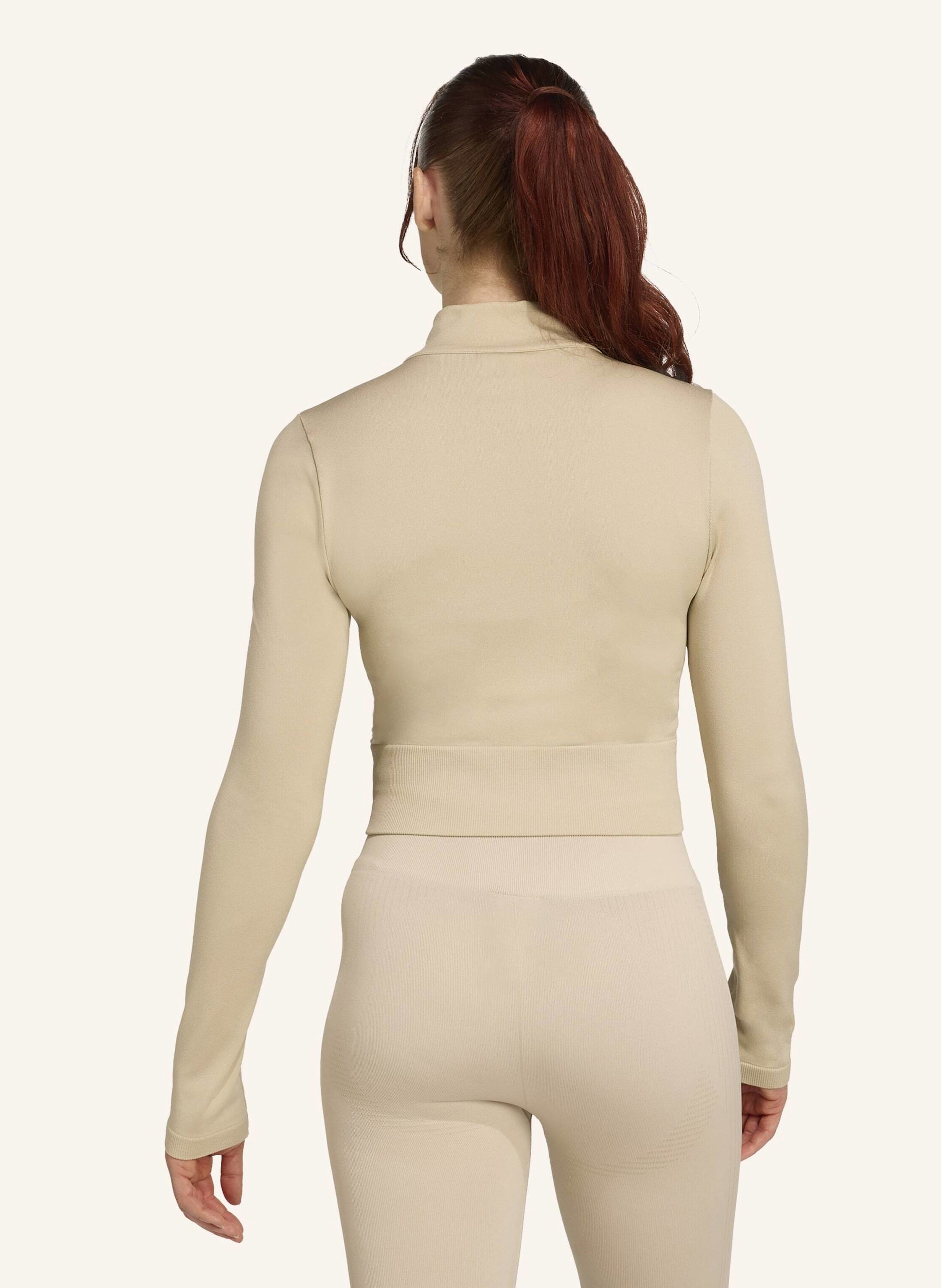Thumbnail - Adidas Workout Essentials Strickjacke Mit Durchgehendem Reissverschluss beige