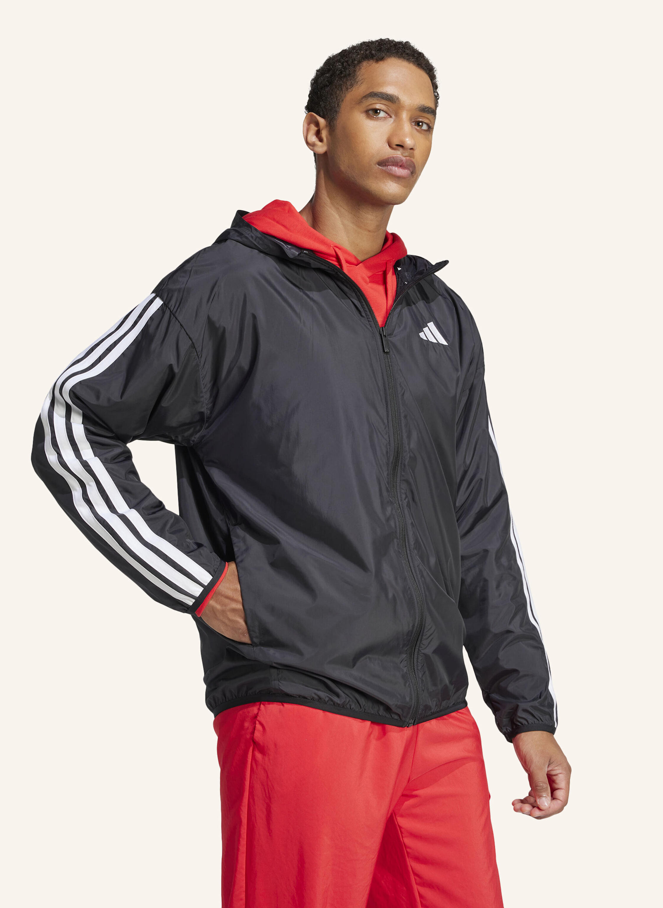 Thumbnail - Adidas Essentials 3-Streifen Windbreaker schwarz