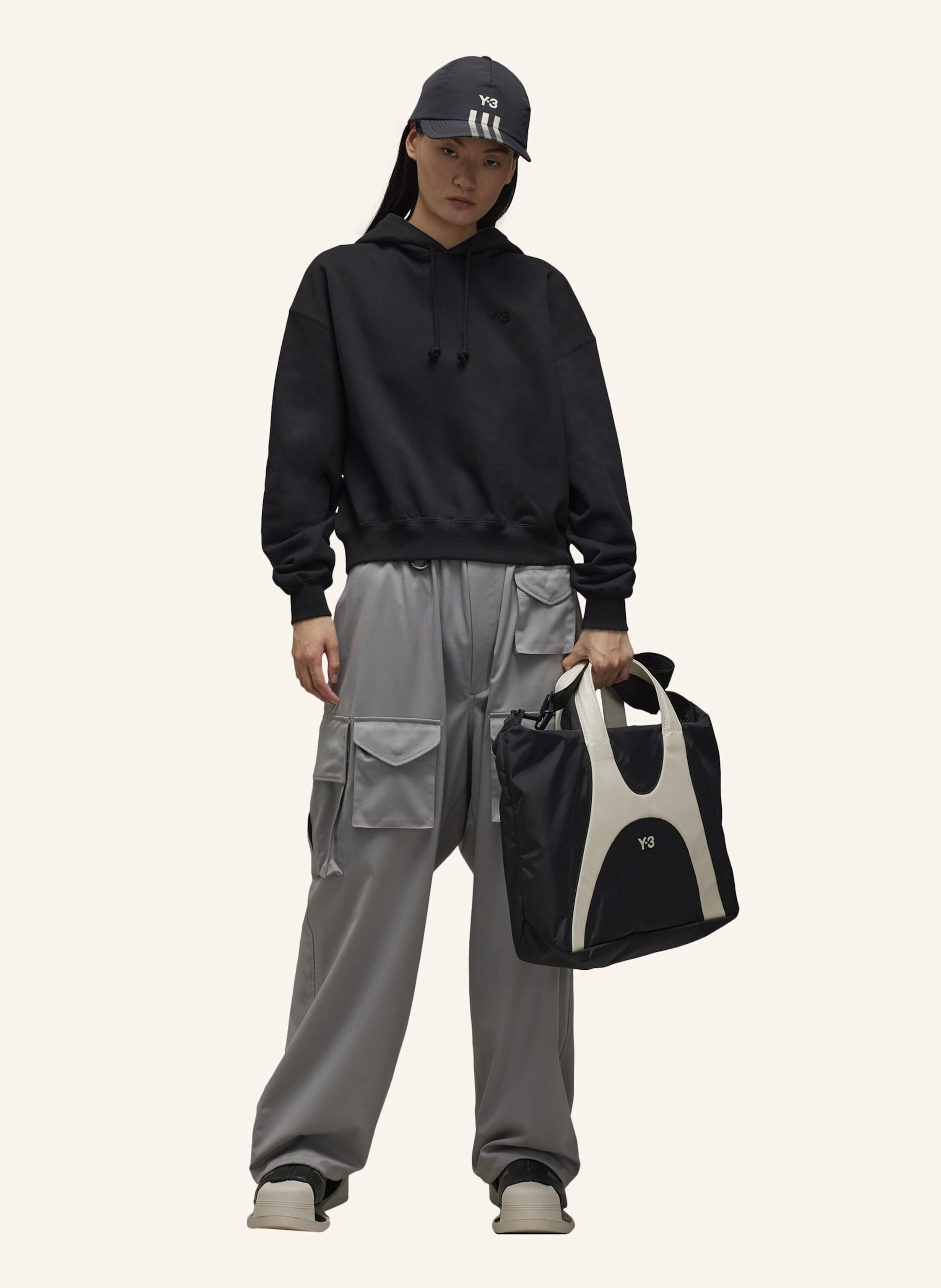 Thumbnail - Y-3 Y-3 Angerautes Frottee Kastige Kapuzenjacke schwarz