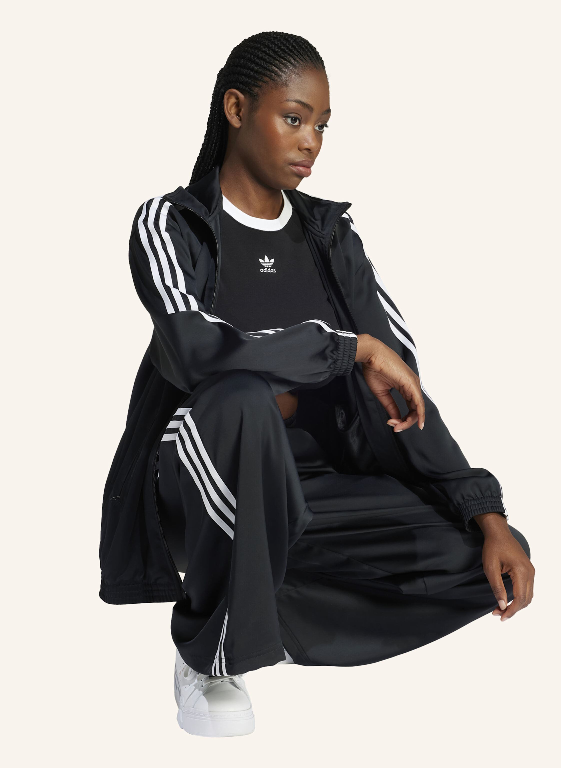 Thumbnail - Adidas Originals Adicolor Satin Wide Leg Trainingshose schwarz