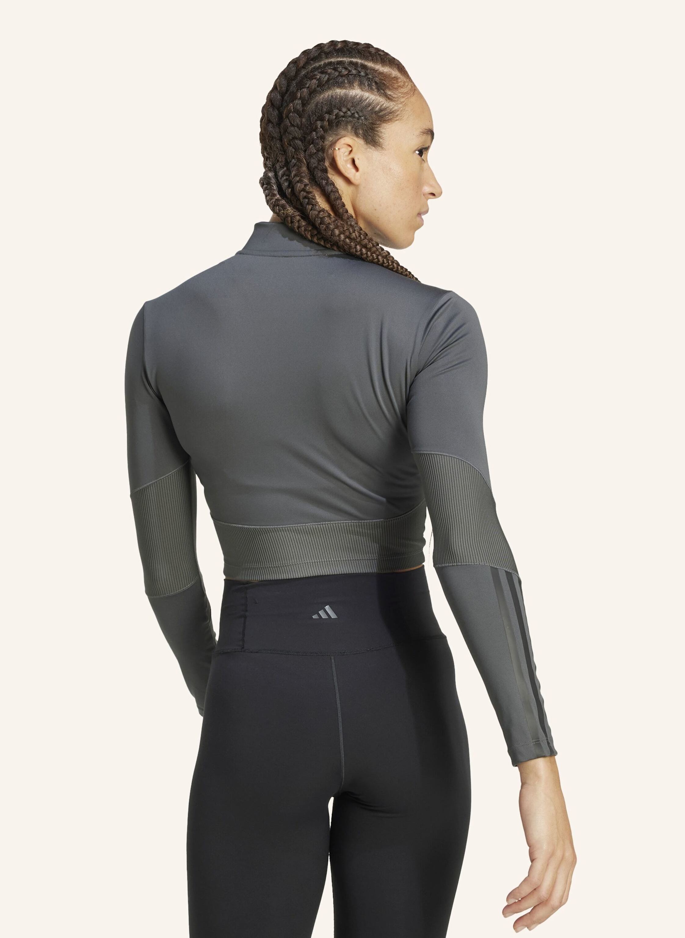 Thumbnail - Adidas Hyperglam Rib Zip Thru Cover Up grau