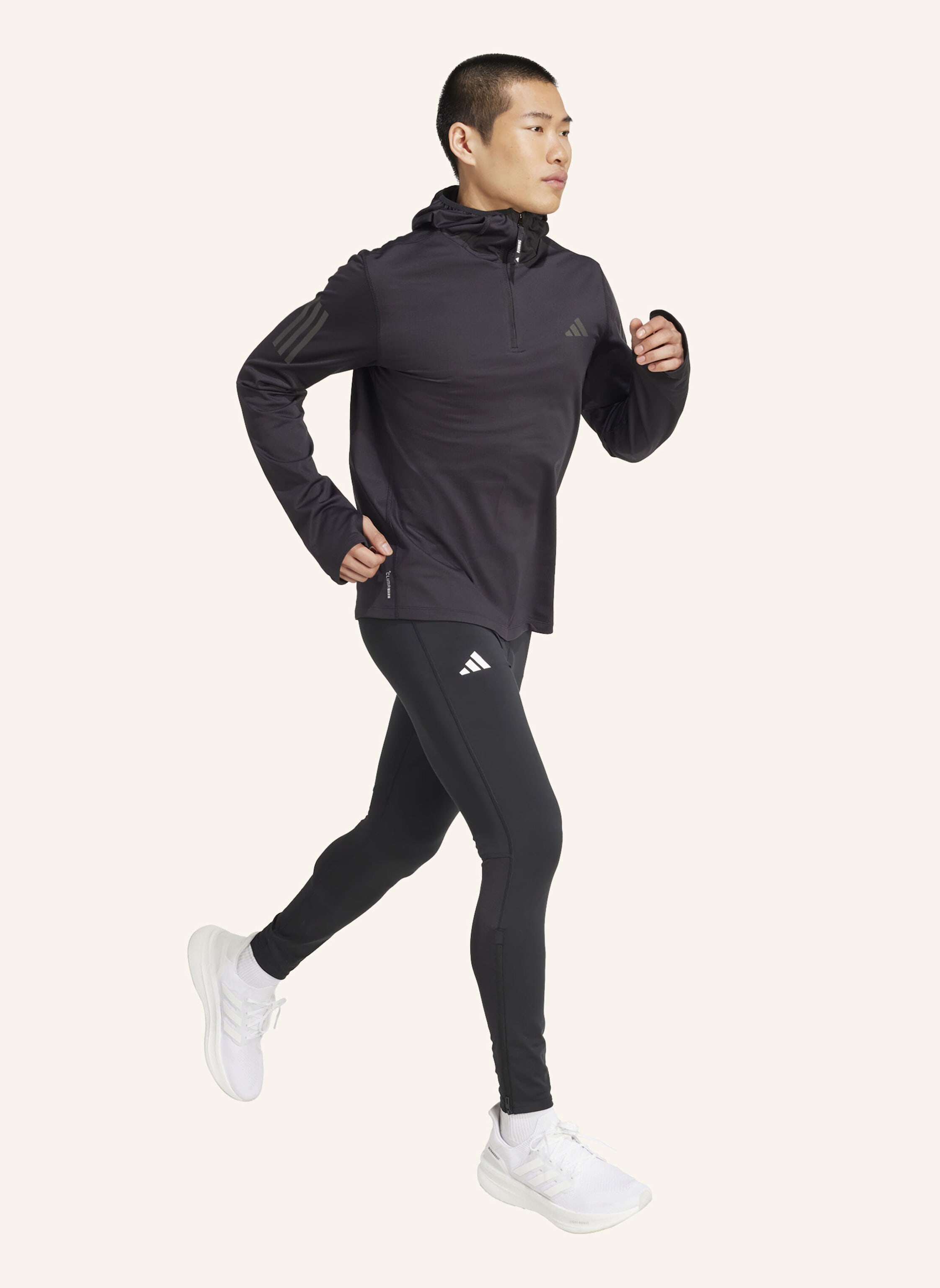 Thumbnail - Adidas Own The Run Hoodie, Winterfest, Reissverschluss Bis Zur Brust schwarz
