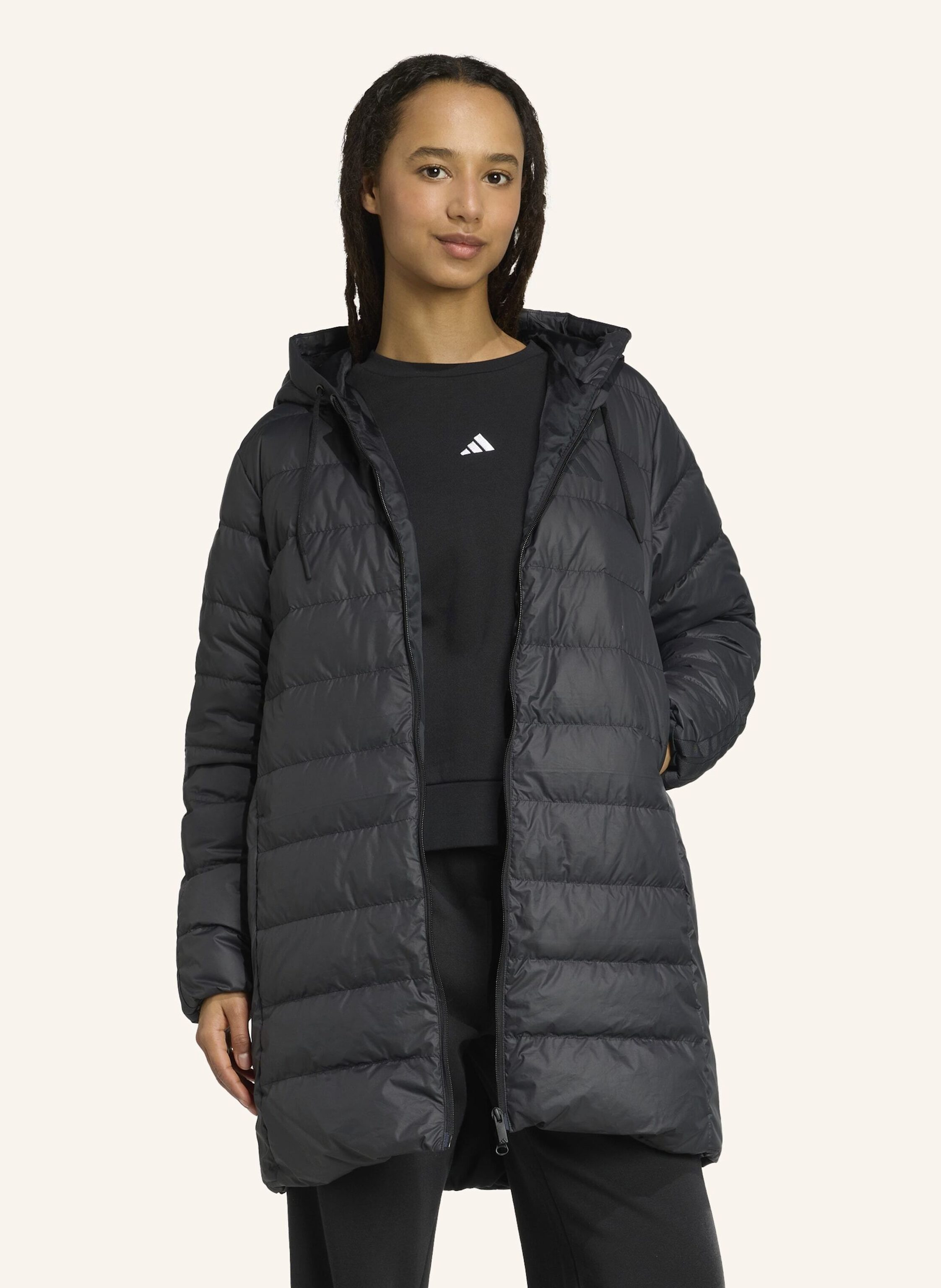 Thumbnail - Adidas Essentials Climawarm 3-Streifen Light Daunenparka Mit Kapuze schwarz